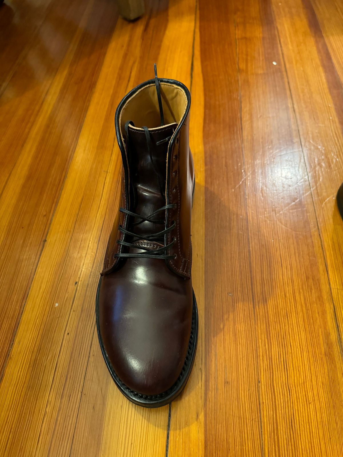 Photo by neerja27 on November 1, 2023 of the Viberg Unknown Model in Horween Color 8 Shell Cordovan.