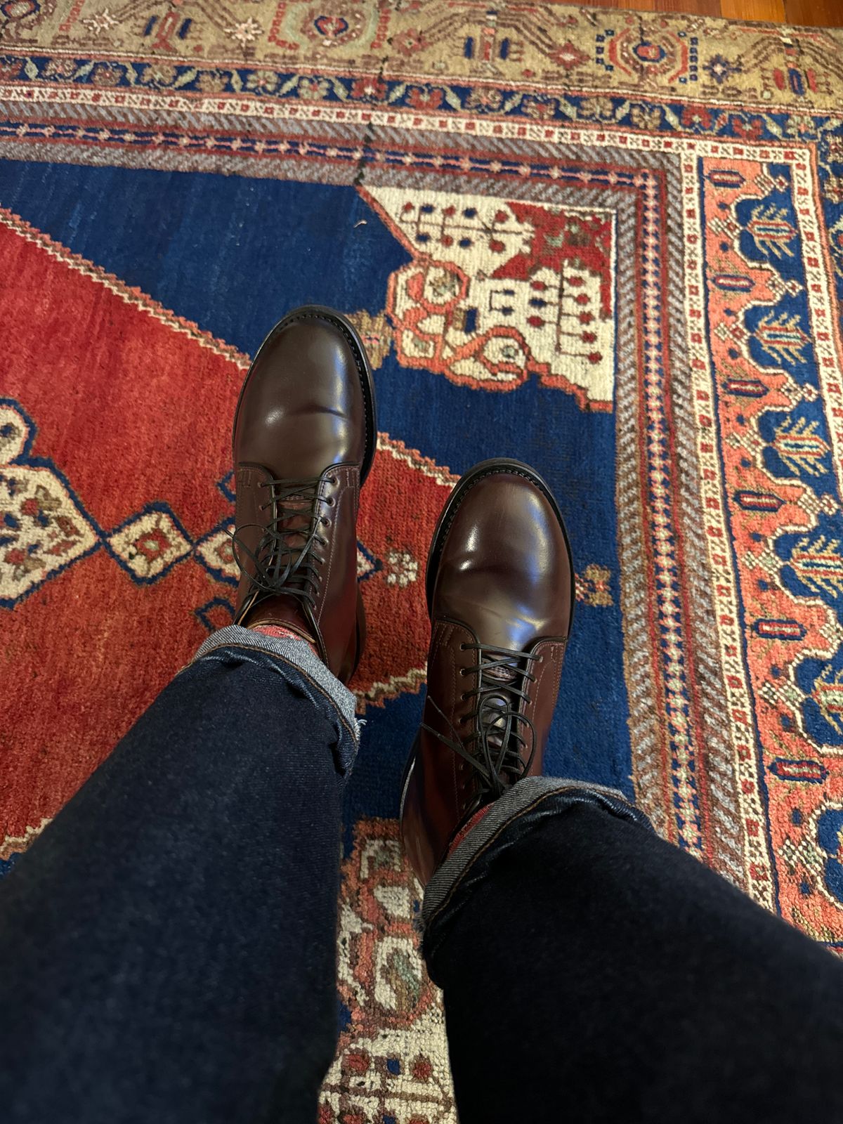 Photo by neerja27 on November 1, 2023 of the Viberg Unknown Model in Horween Color 8 Shell Cordovan.