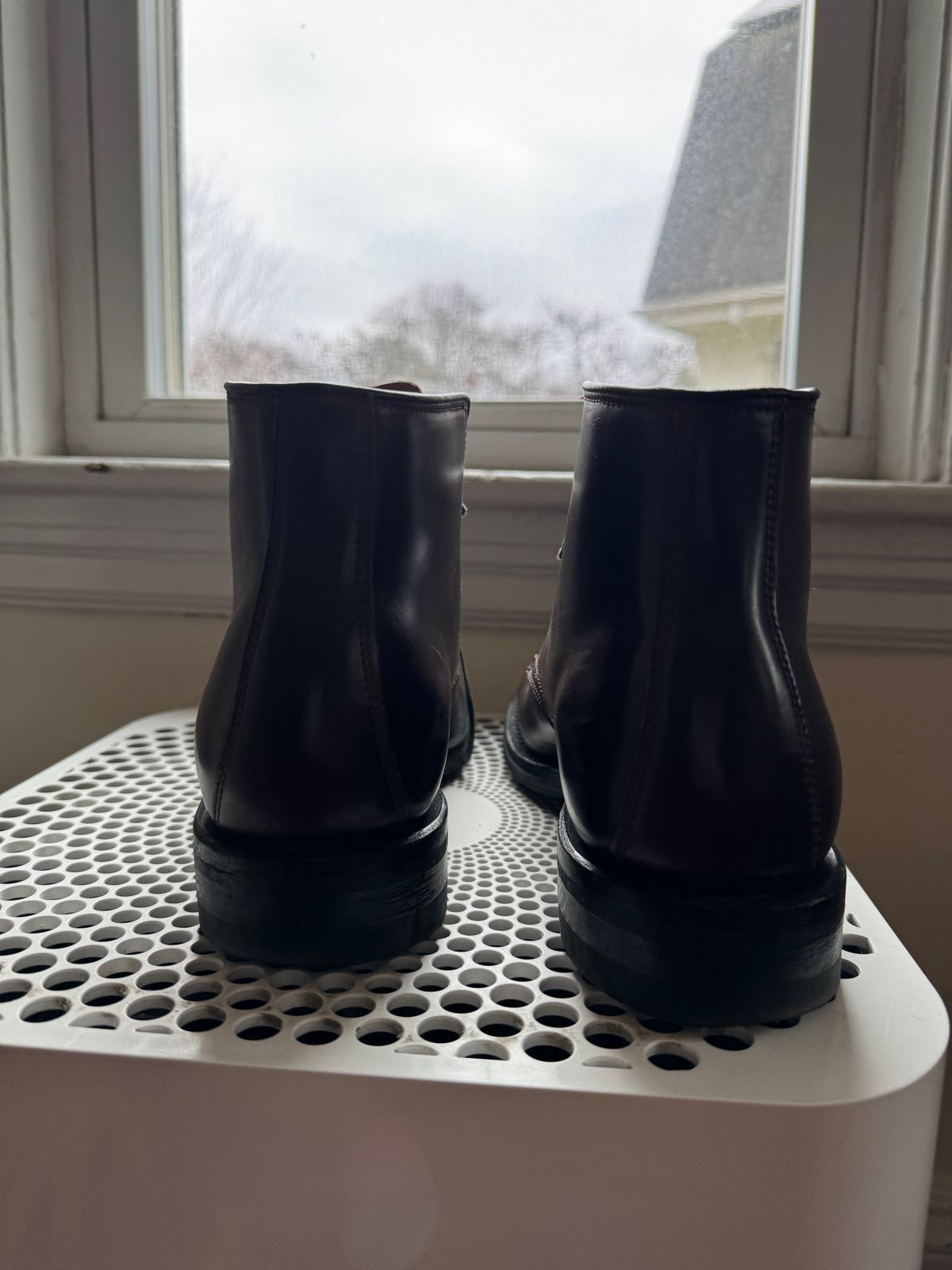 Photo by neerja27 on December 5, 2023 of the Viberg Unknown Model in Horween Color 8 Shell Cordovan.