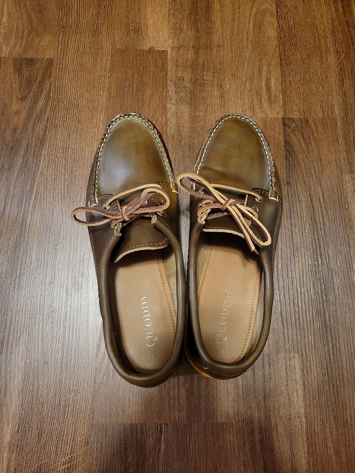 Photo by MagicBeardMan86 on October 1, 2023 of the Quoddy Blucher in Horween Olive Chromexcel.