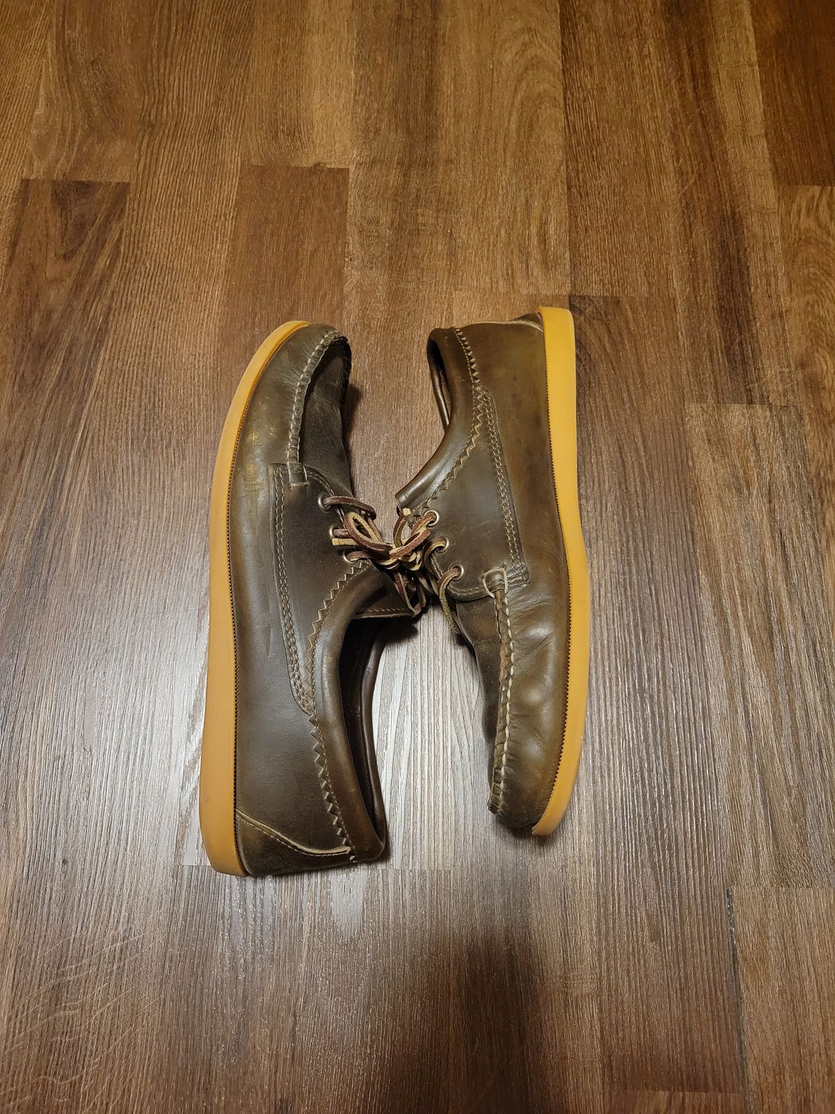 Photo by MagicBeardMan86 on March 4, 2024 of the Quoddy Blucher in Horween Olive Chromexcel.