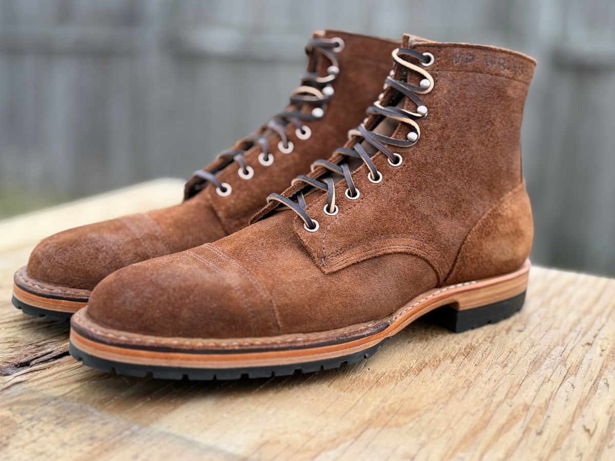 Photo by ChrisoftheW on March 12, 2026 of the White's MP-Sherman Toe Cap in Seidel Distressed Roughout.