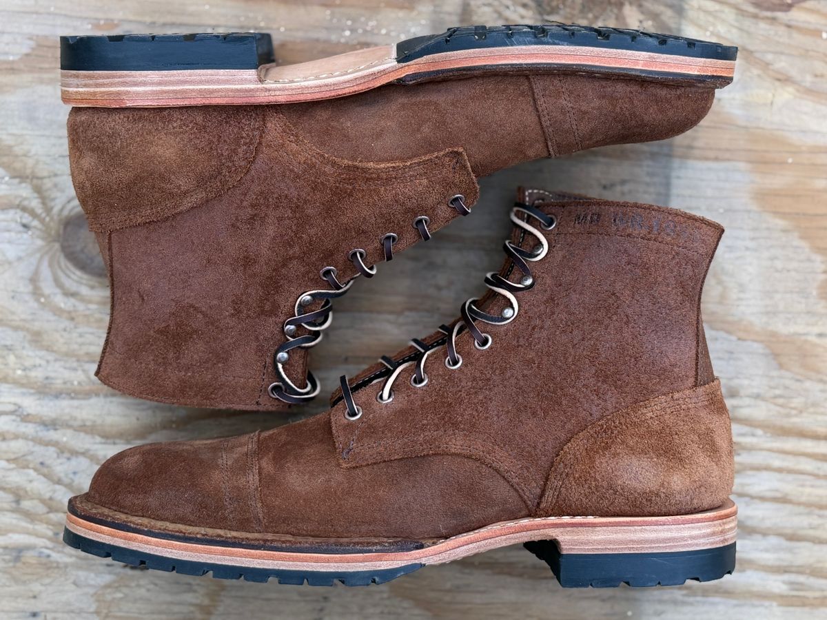 Photo by ChrisoftheW on March 12, 2026 of the White's MP-Sherman Toe Cap in Seidel Distressed Roughout.