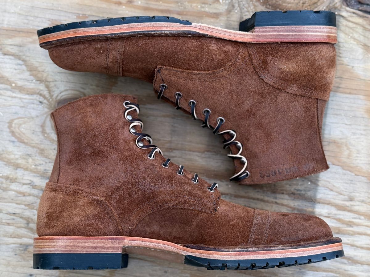 Photo by ChrisoftheW on March 12, 2026 of the White's MP-Sherman Toe Cap in Seidel Distressed Roughout.