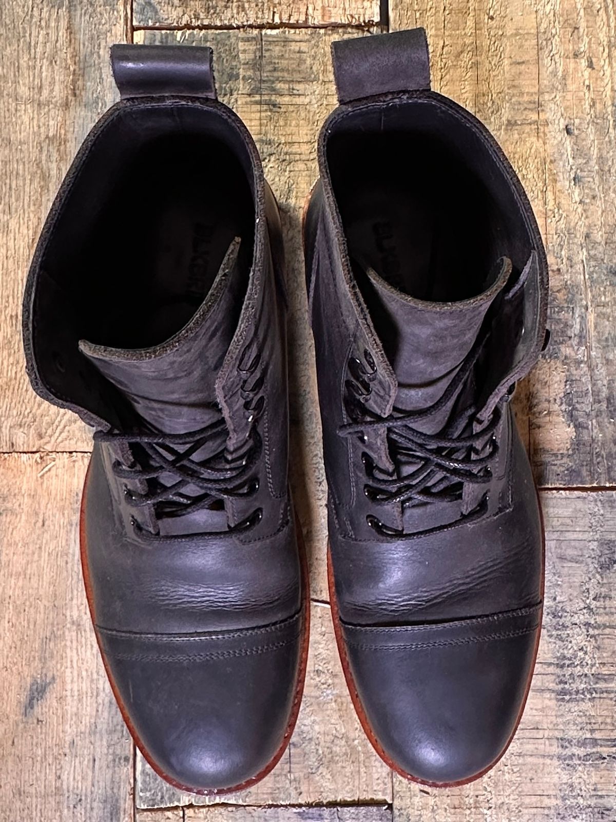 Photo by ChrisoftheW on December 7, 2024 of the Blkbrd Shoemaker Dixon Cap Toe Derby Boot in Black Pullup.