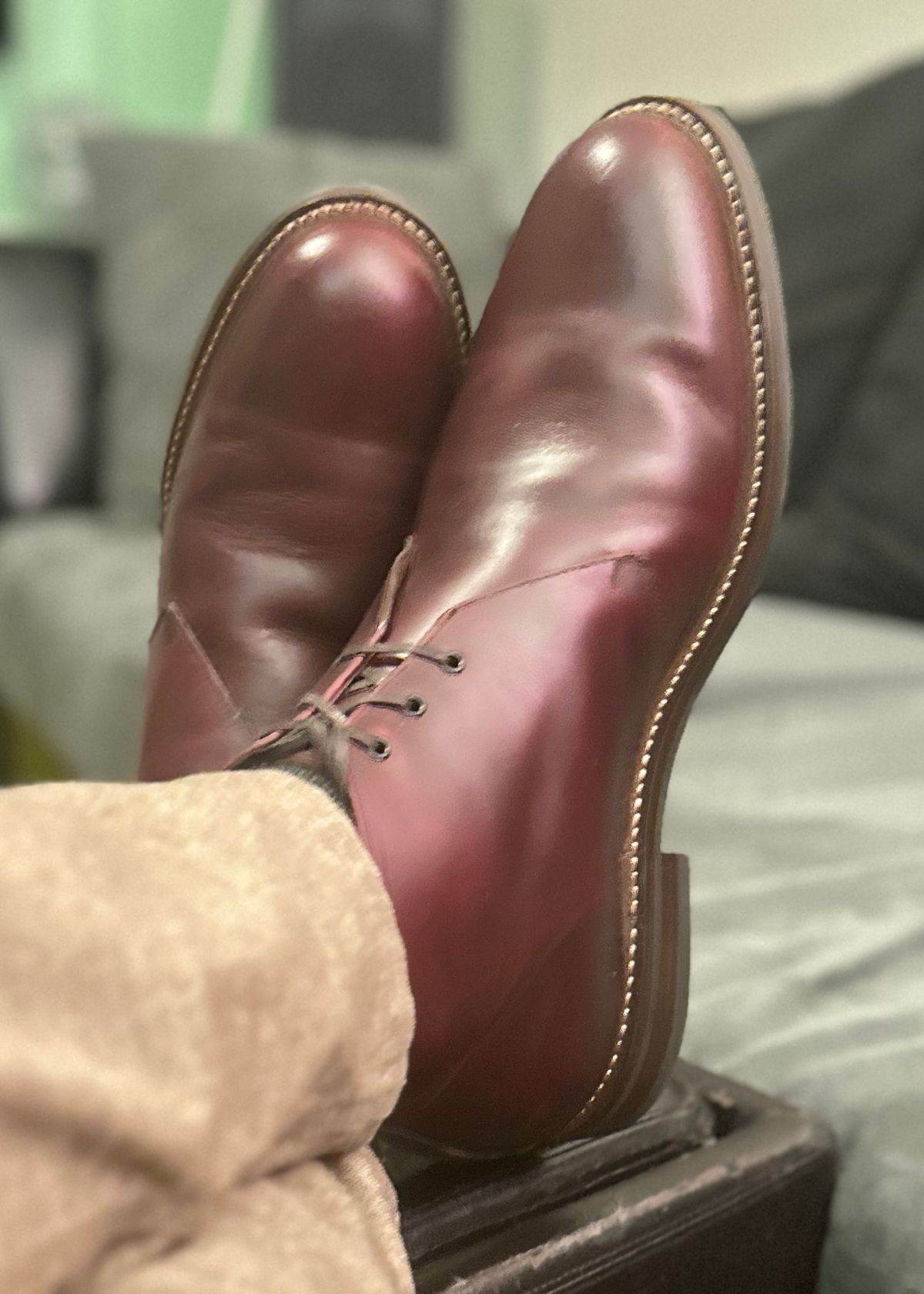 Photo by ChrisoftheW on January 7, 2024 of the Caswell Boot Company Coimbra in Horween Color 8 Chromexcel.