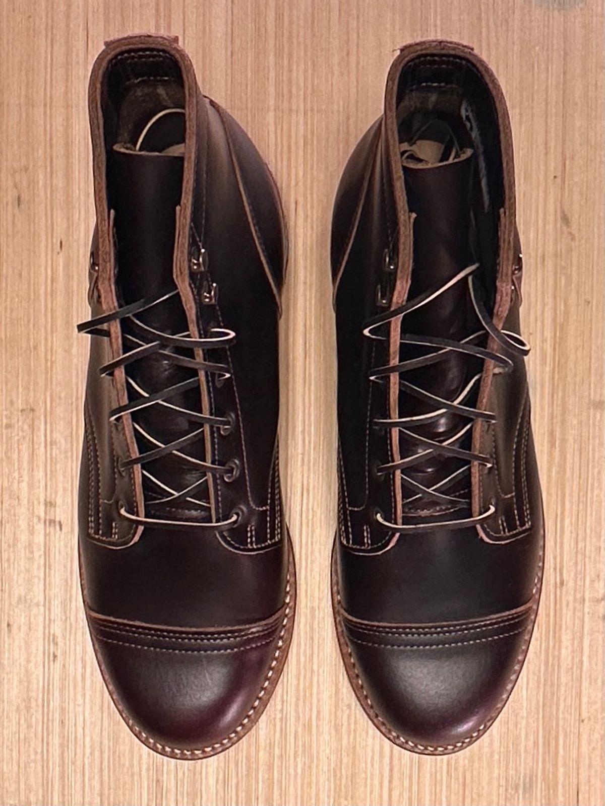 Photo by ChrisoftheW on September 15, 2024 of the Truman Cap Toe Boot in Seidel Oxblood Double Shot.