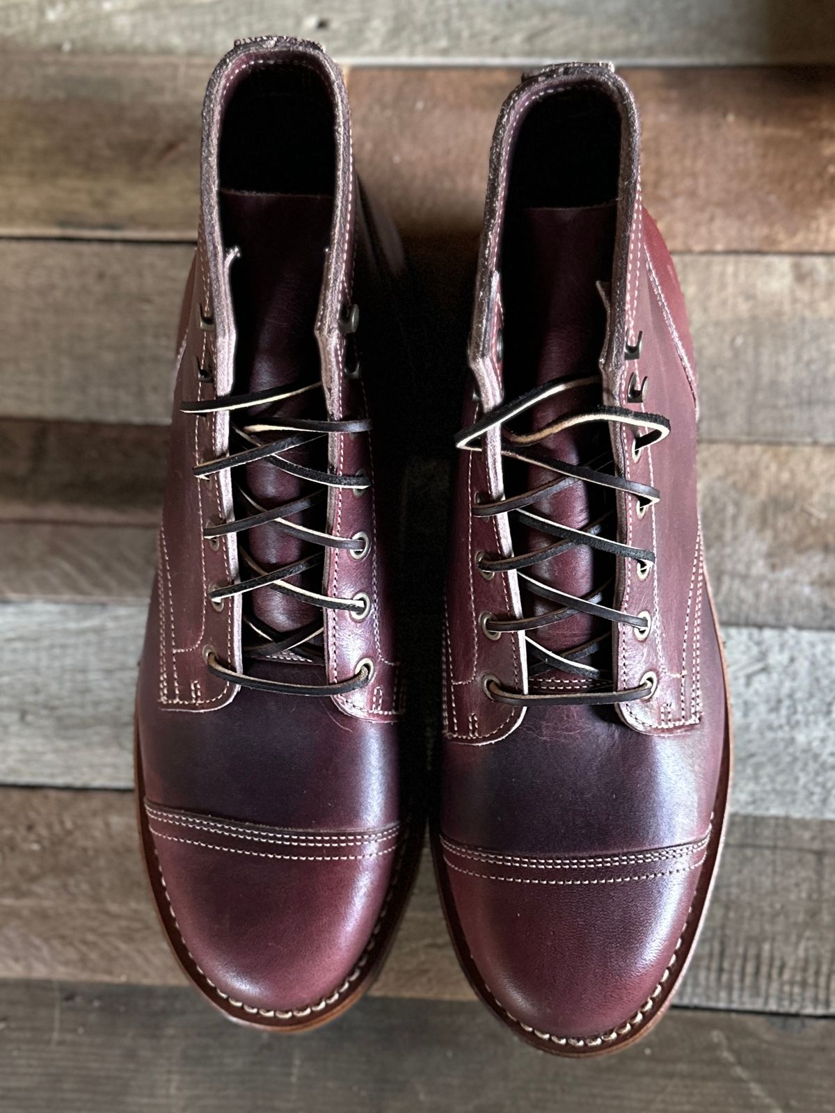 Photo by ChrisoftheW on October 5, 2025 of the Truman Cap Toe Boot in Horween Color 8 Cypress.
