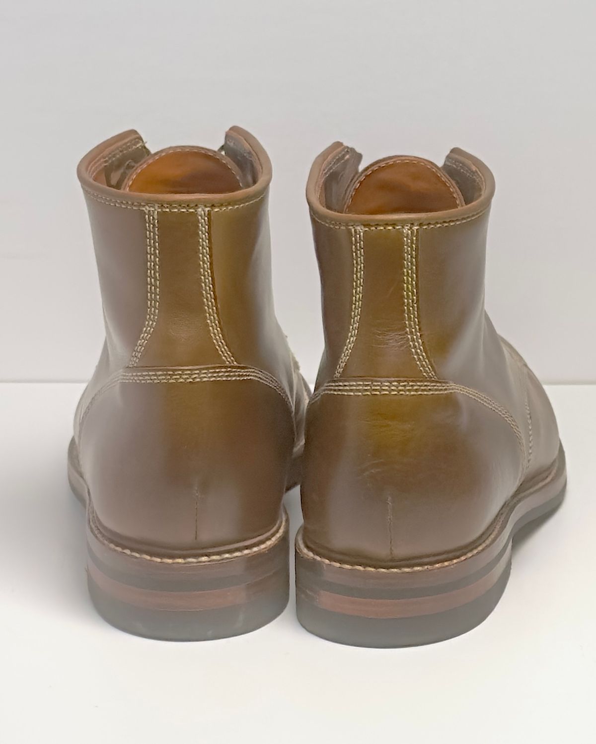 Photo by ChrisoftheW on February 6, 2024 of the Caswell Boot Company Lisbon II in Horween Olive Chromexcel.