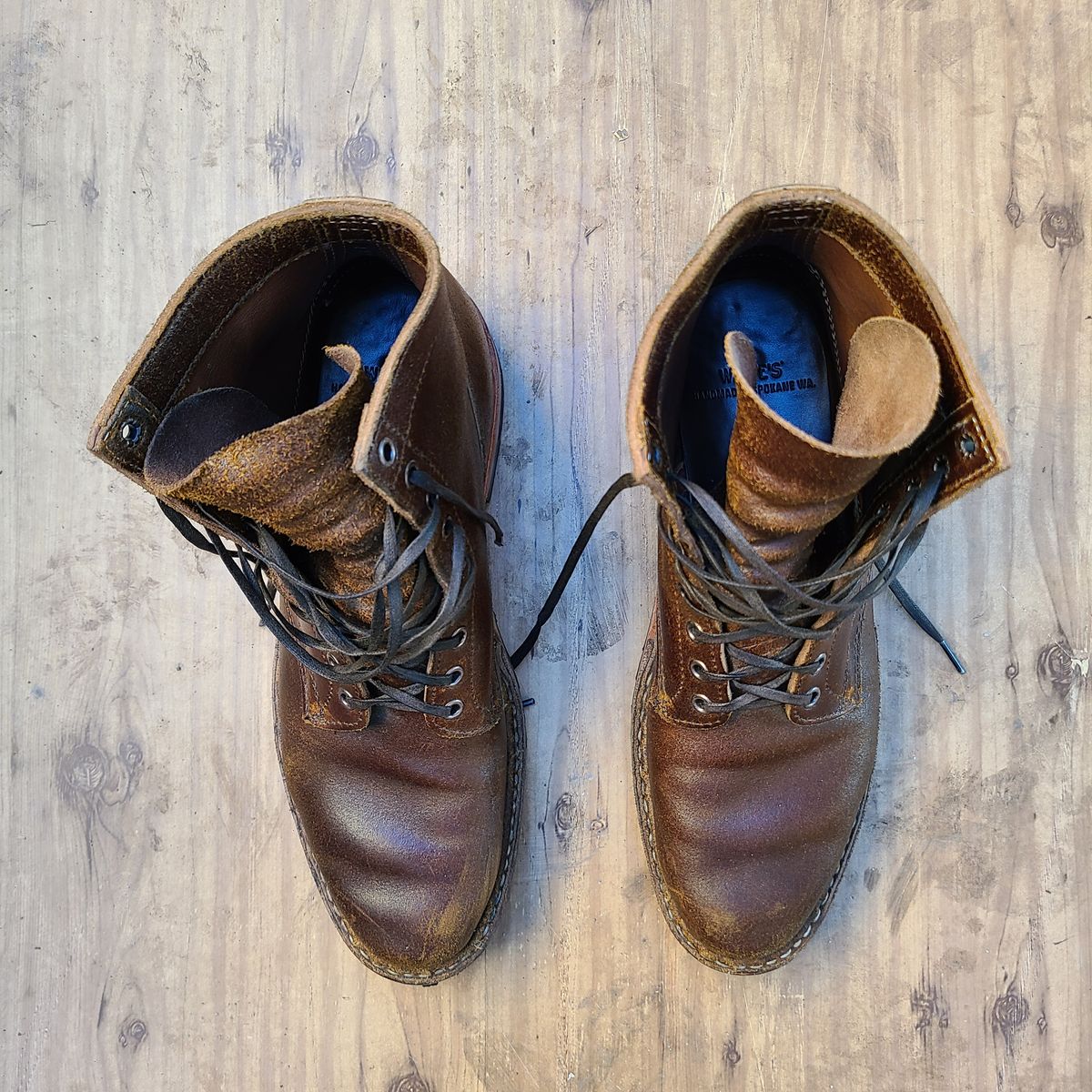 Photo by donyey on December 5, 2023 of the White's MP-Sherman Plain Toe in Horween Cinnamon Waxed Flesh.