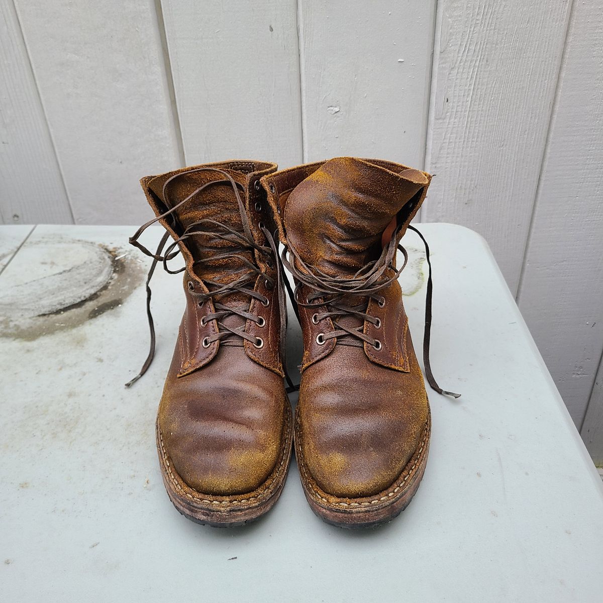 Photo by donyey on March 5, 2024 of the White's MP-Sherman Plain Toe in Horween Cinnamon Waxed Flesh.