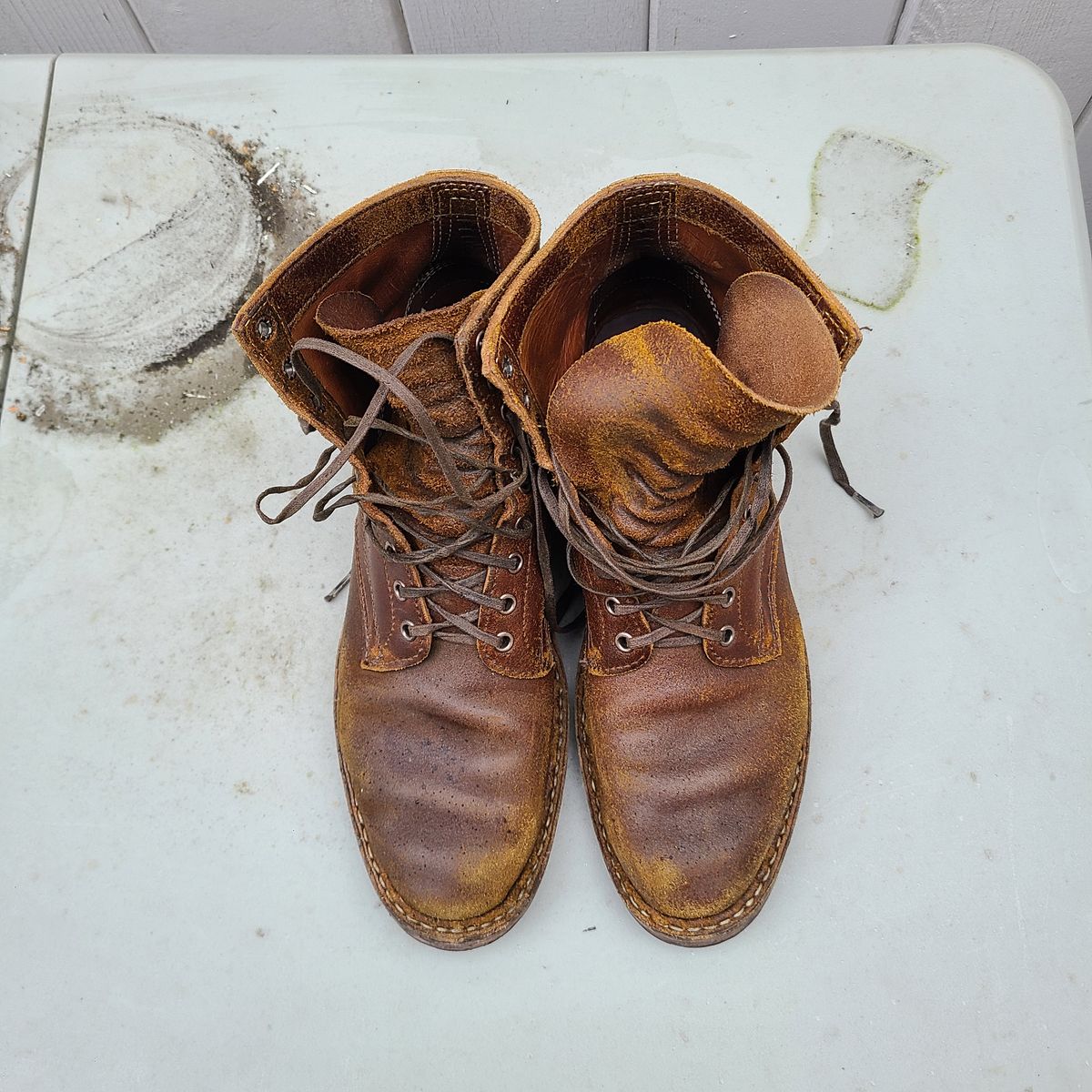 Photo by donyey on March 5, 2024 of the White's MP-Sherman Plain Toe in Horween Cinnamon Waxed Flesh.