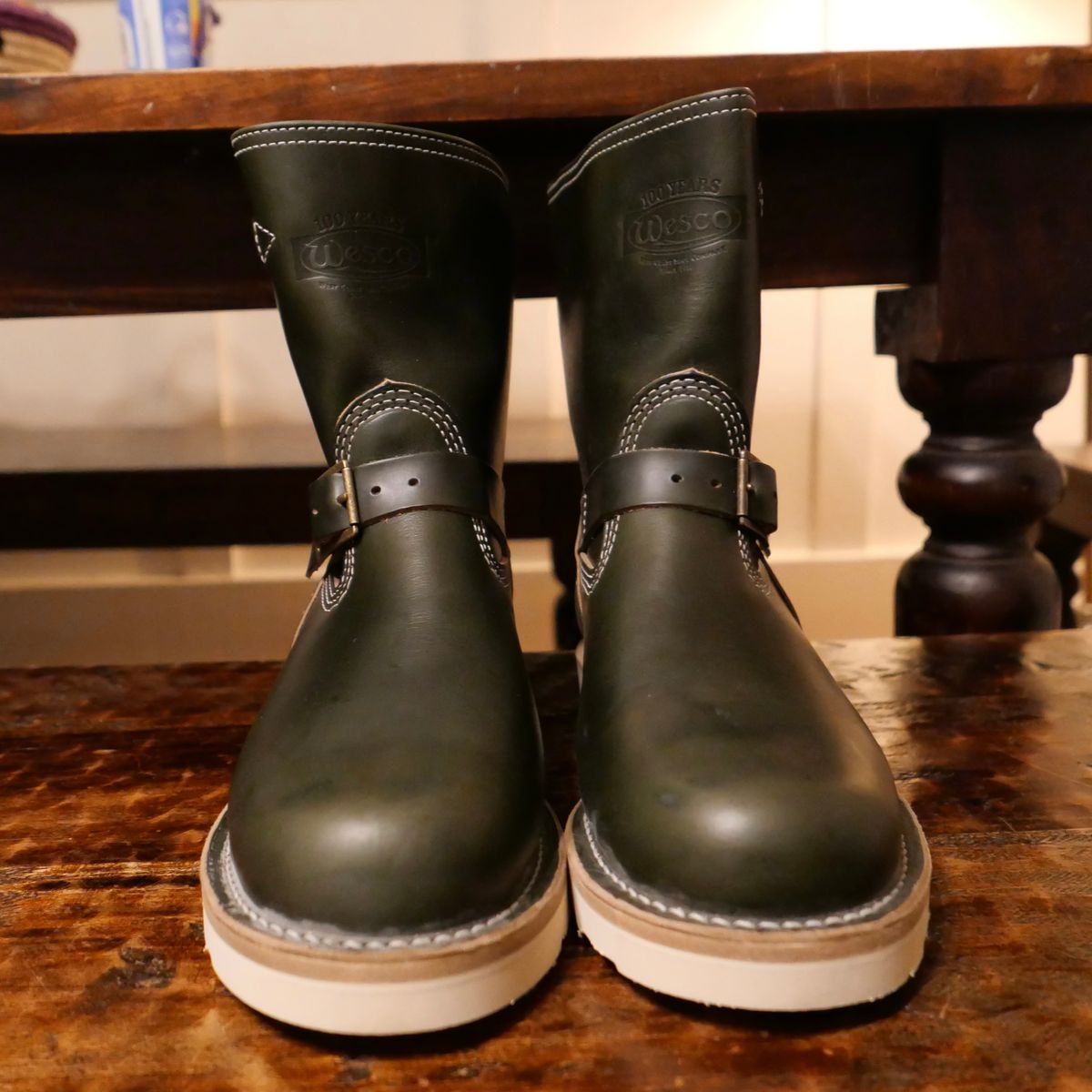 Photo by sthilburn on October 1, 2025 of the Wesco Boss Engineer Boot in Forest Chromexcel Leather.