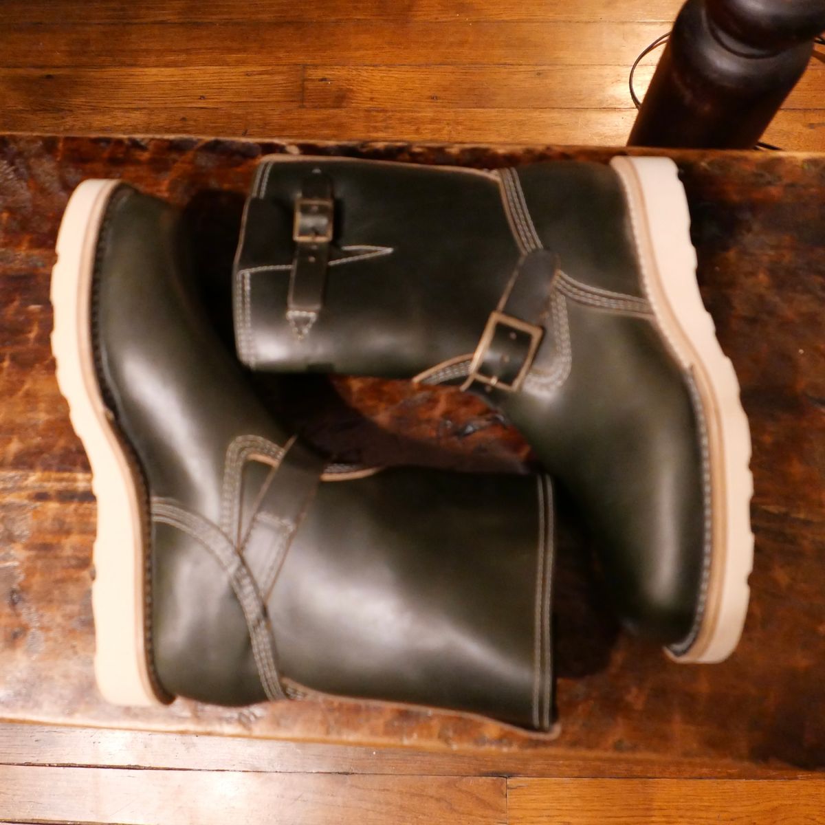 Photo by sthilburn on October 1, 2025 of the Wesco Boss Engineer Boot in Forest Chromexcel Leather.