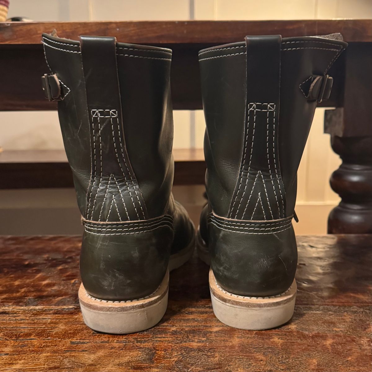 Photo by sthilburn on November 2, 2025 of the Wesco Boss Engineer Boot in Forest Chromexcel Leather.