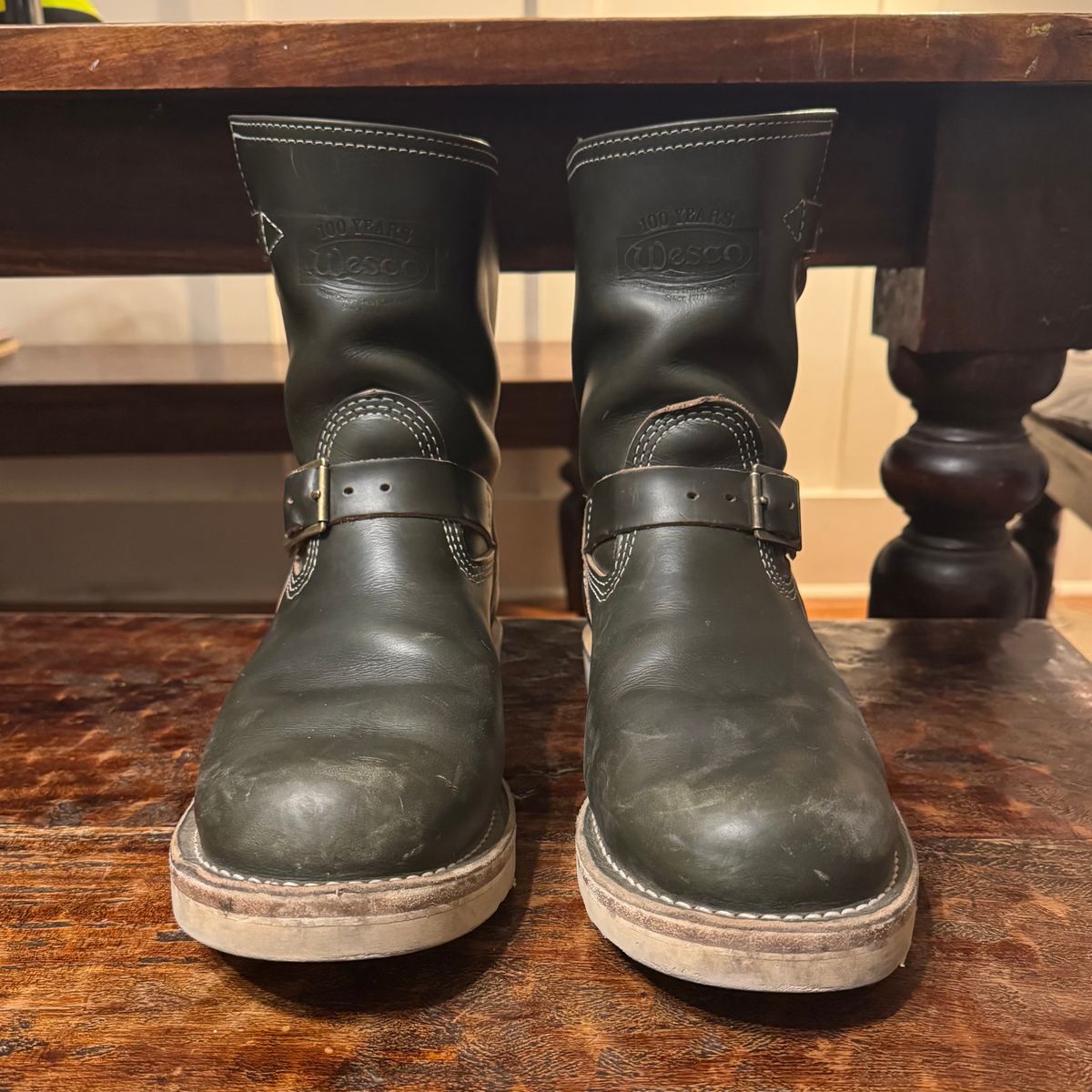 Photo by sthilburn on November 2, 2025 of the Wesco Boss Engineer Boot in Forest Chromexcel Leather.