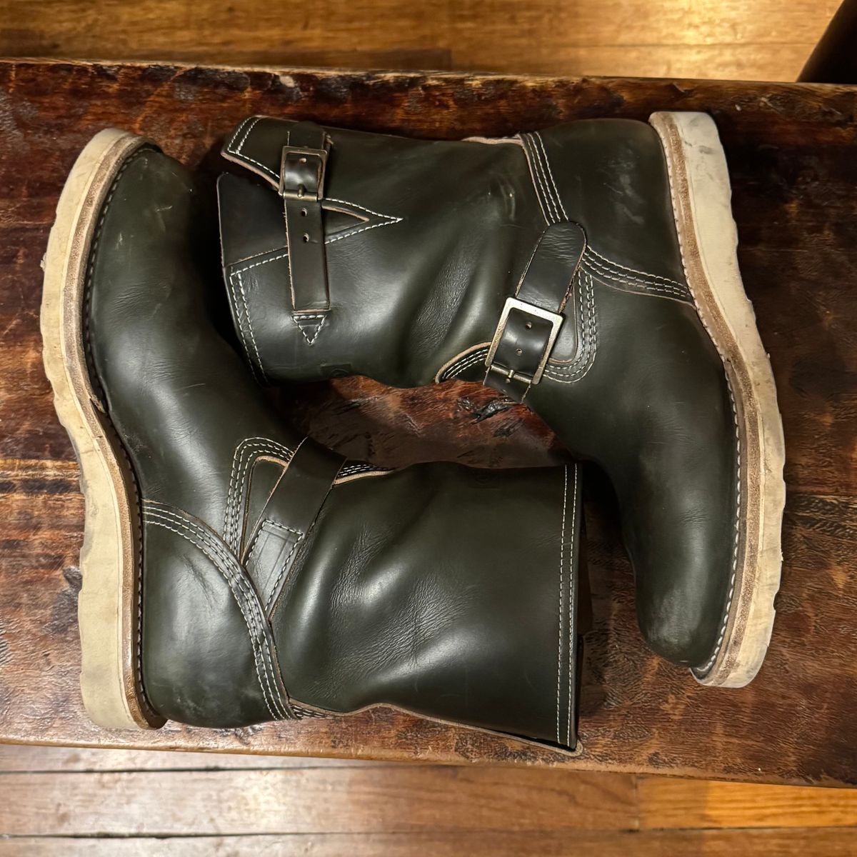Photo by sthilburn on November 2, 2025 of the Wesco Boss Engineer Boot in Forest Chromexcel Leather.