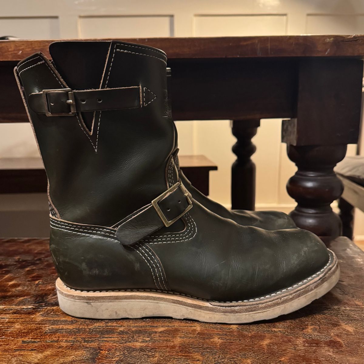 Photo by sthilburn on November 2, 2025 of the Wesco Boss Engineer Boot in Forest Chromexcel Leather.