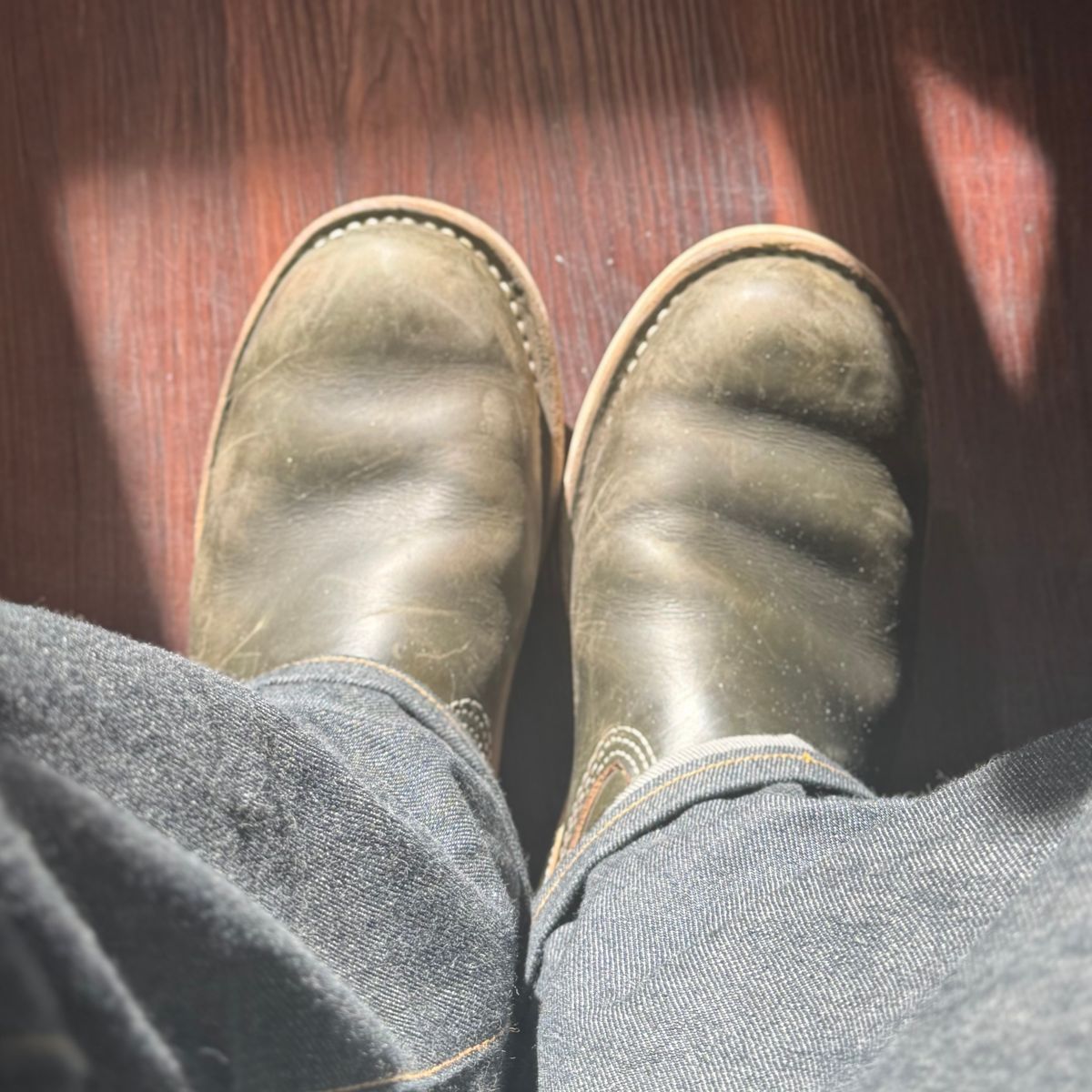 Photo by sthilburn on January 2, 2026 of the Wesco Boss Engineer Boot in Forest Chromexcel Leather.