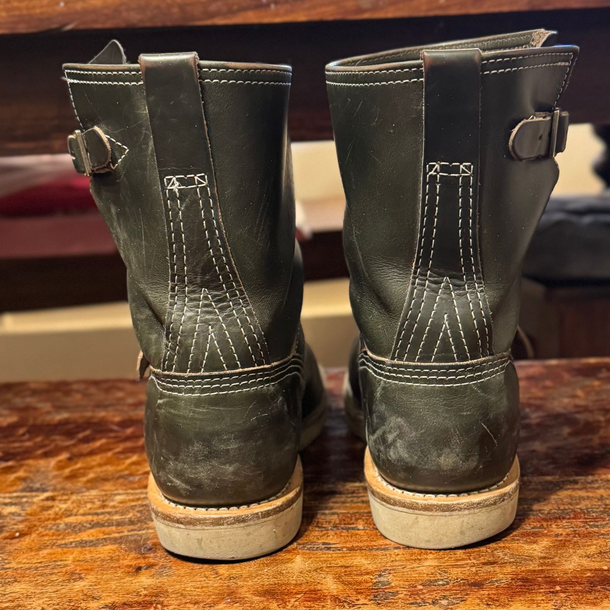 Photo by sthilburn on January 3, 2026 of the Wesco Boss Engineer Boot in Forest Chromexcel Leather.