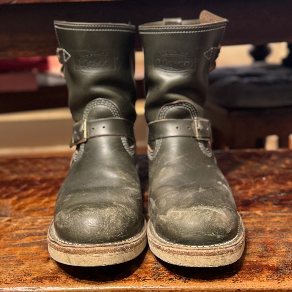 Photo by sthilburn on January 3, 2026 of the Wesco Boss Engineer Boot in Forest Chromexcel Leather.