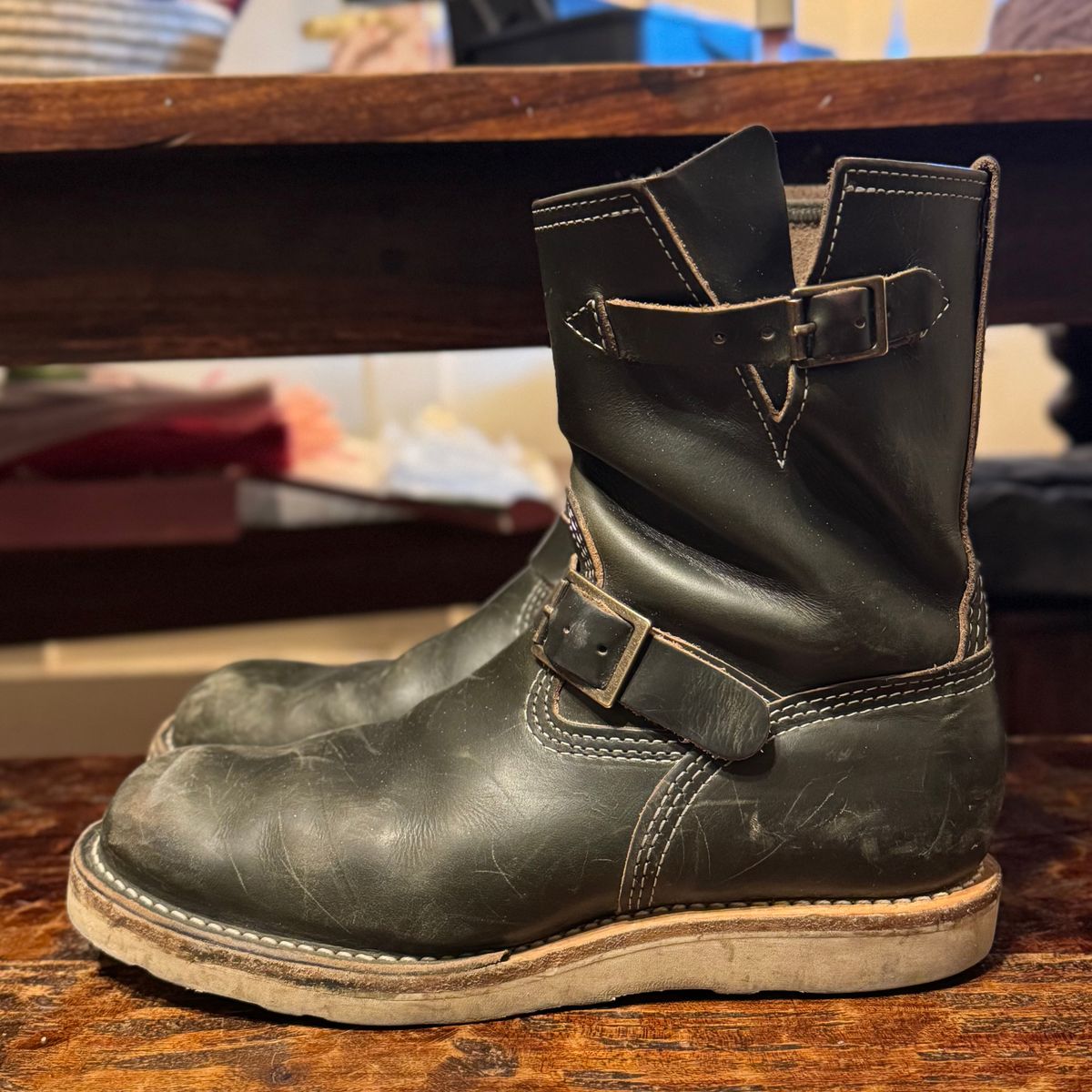 Photo by sthilburn on January 3, 2026 of the Wesco Boss Engineer Boot in Forest Chromexcel Leather.