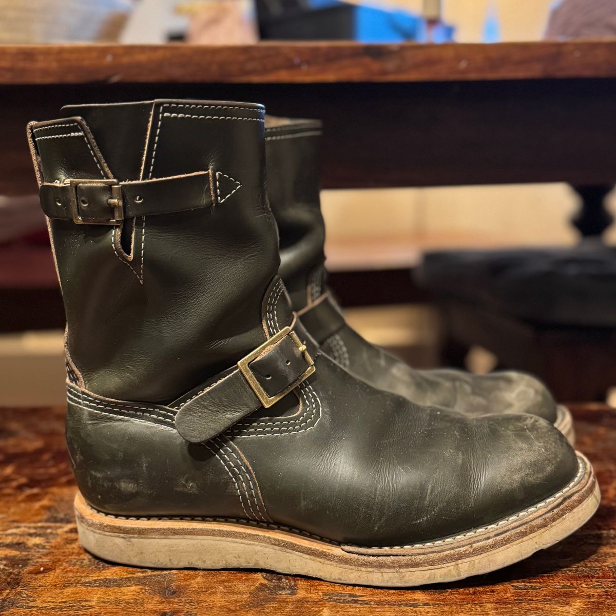 Photo by sthilburn on January 3, 2026 of the Wesco Boss Engineer Boot in Forest Chromexcel Leather.