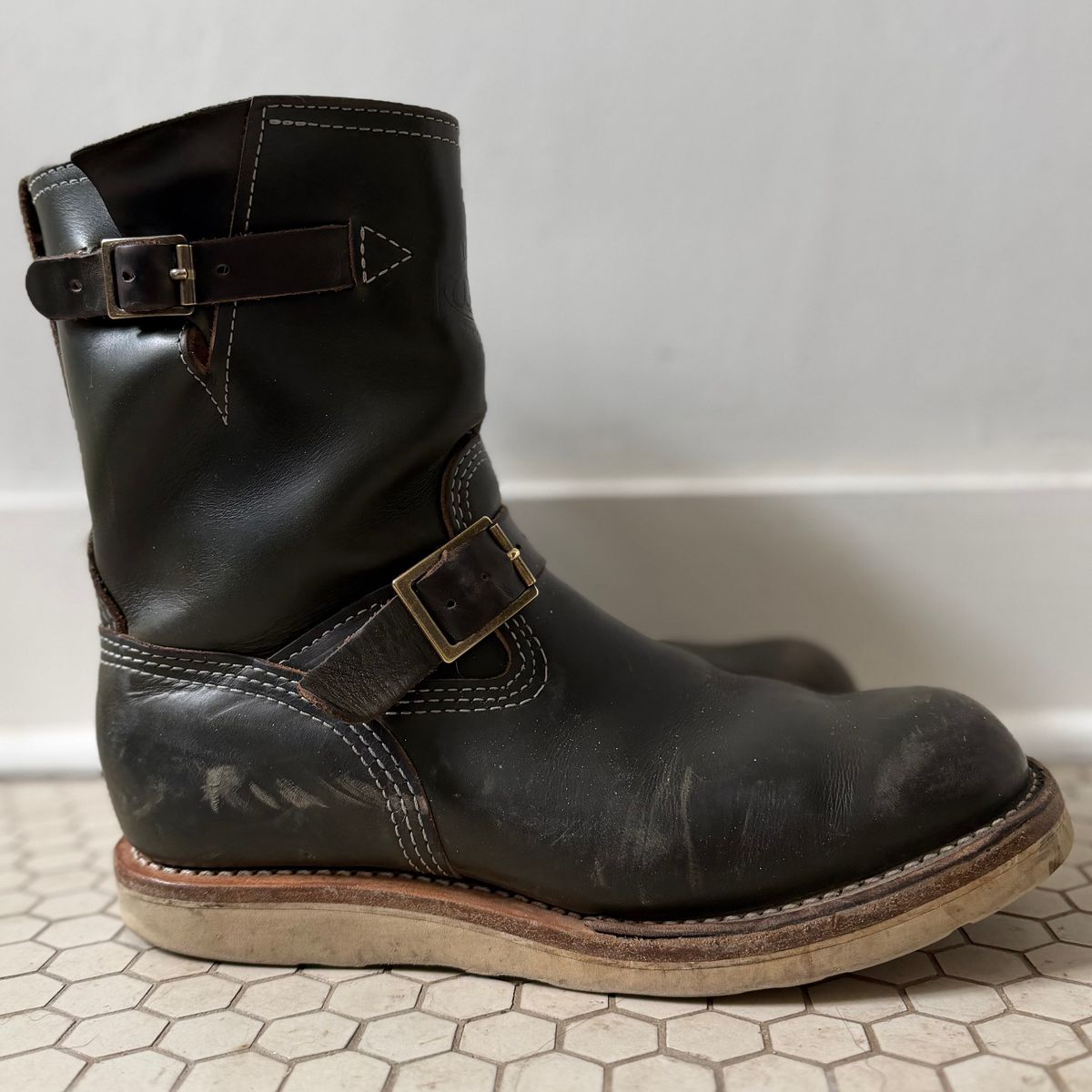 Photo by sthilburn on April 2, 2026 of the Wesco Boss Engineer Boot in Forest Chromexcel Leather.