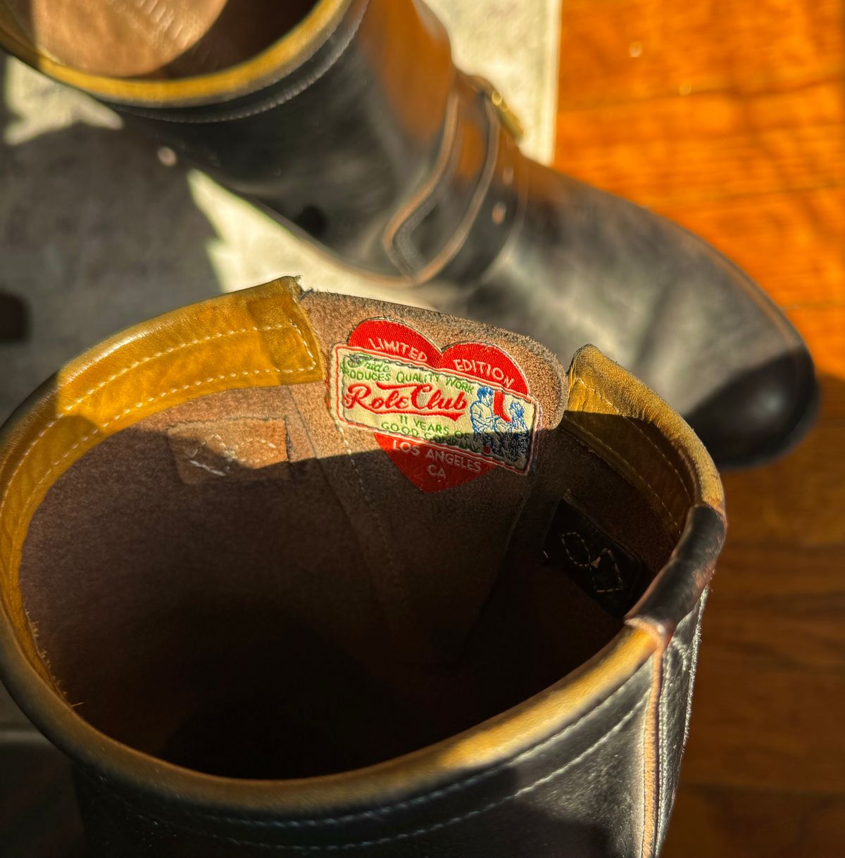 Photo by sthilburn on February 5, 2024 of the Role Club Engineer Boots in Horween Black Chromexcel Horsehide.