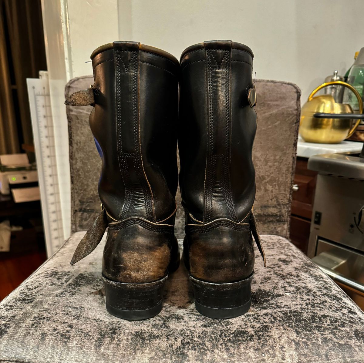 Photo by sthilburn on March 5, 2024 of the Role Club Engineer Boots in Horween Black Chromexcel Horsehide.