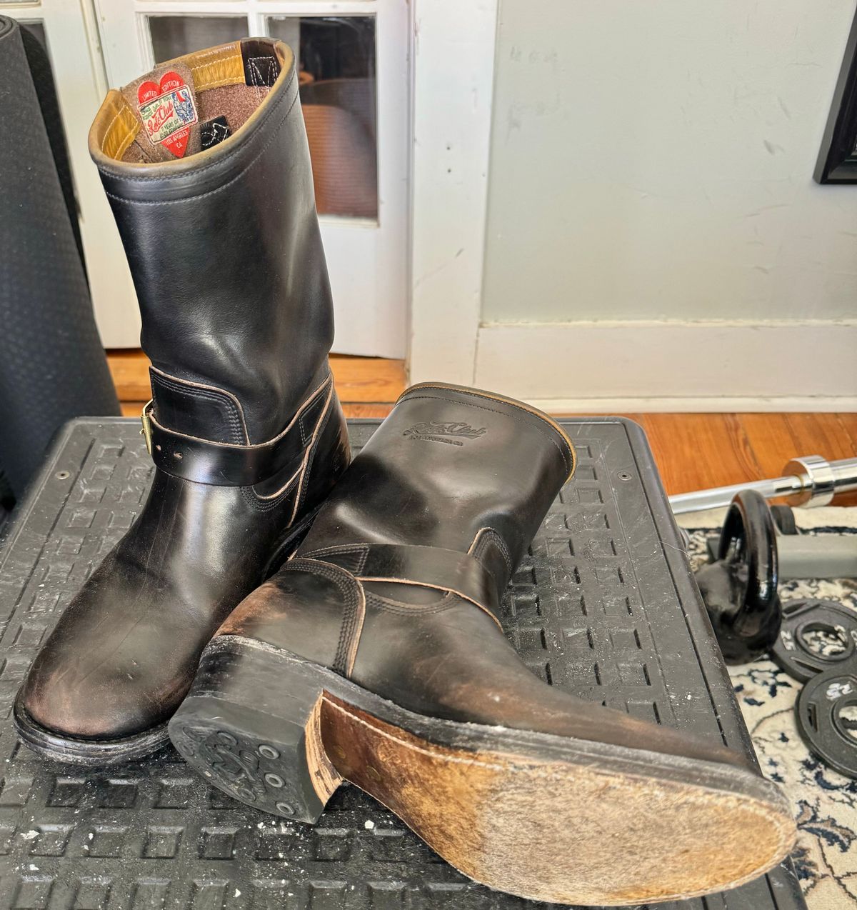 Photo by sthilburn on April 5, 2024 of the Role Club Engineer Boots in Horween Black Chromexcel Horsehide.