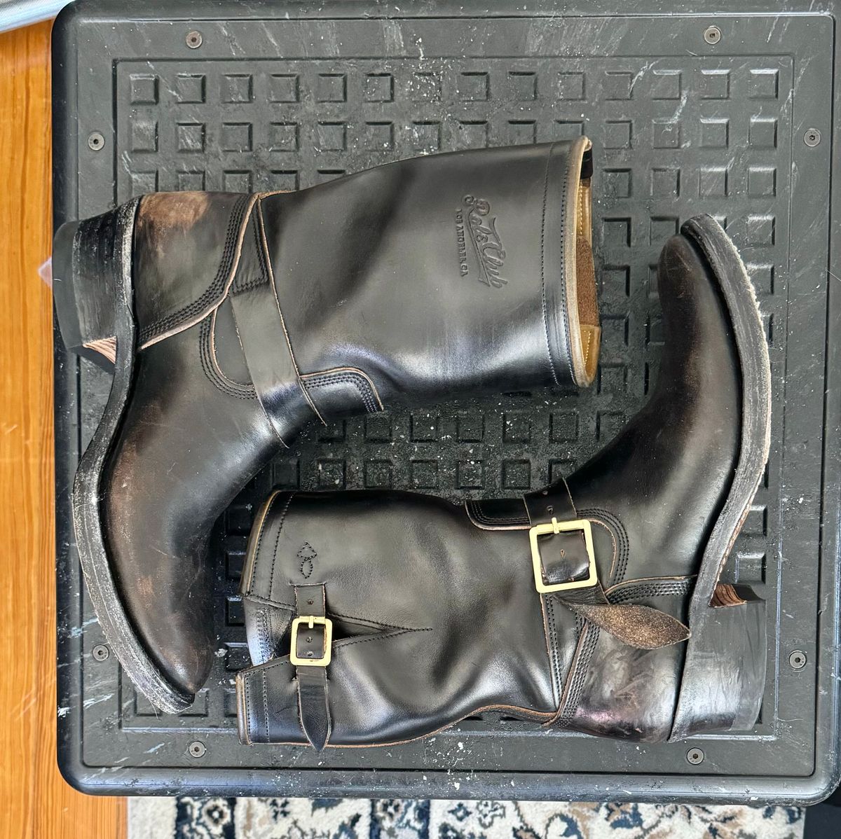 Photo by sthilburn on April 5, 2024 of the Role Club Engineer Boots in Horween Black Chromexcel Horsehide.