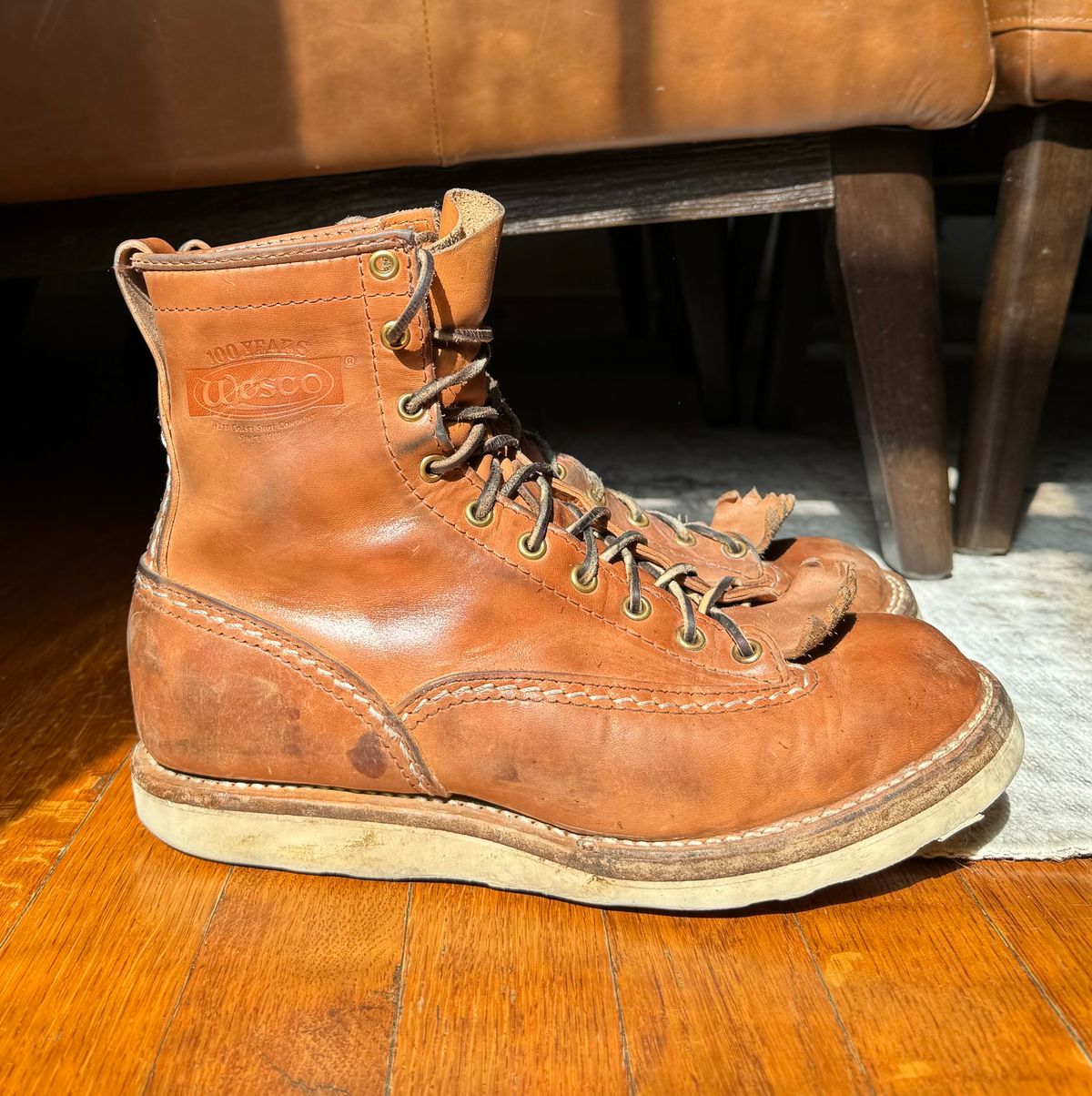 Photo by sthilburn on February 5, 2024 of the Wesco Jobmaster in Maryam Natural Horsehide.