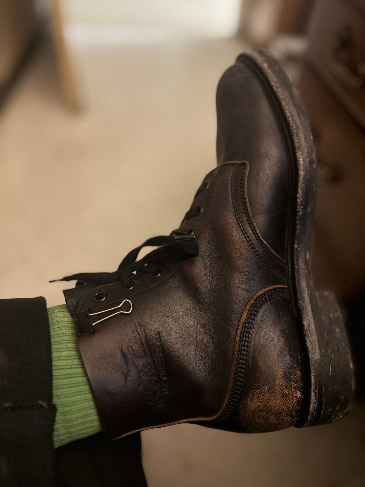 Photo by sthilburn on December 30, 2025 of the Role Club Boondockers in Handfinished CXL Horsehide.