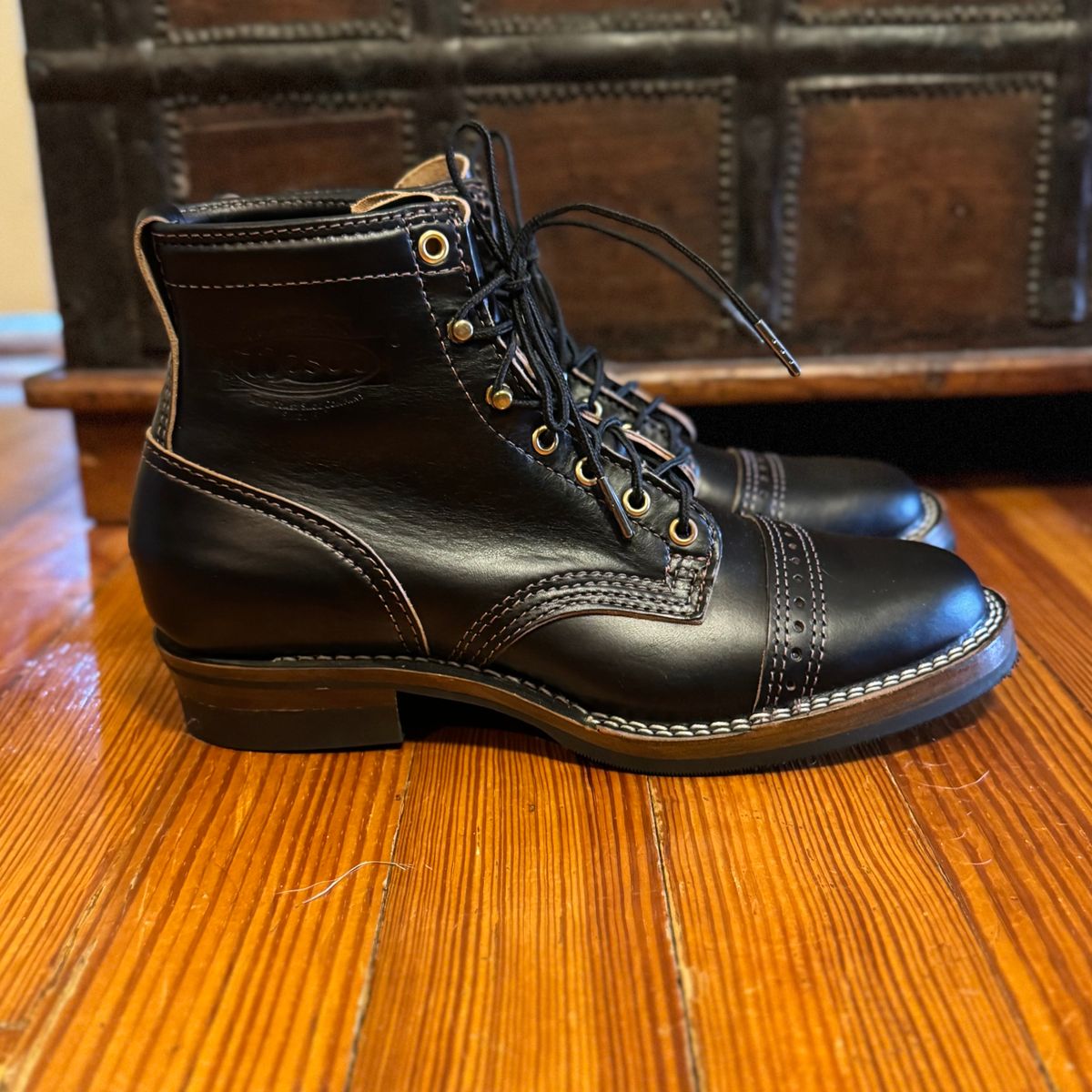 Photo by sthilburn on April 1, 2025 of the Wesco x S&S Axe Breaker in Horween Black Chromexcel Horsehide.
