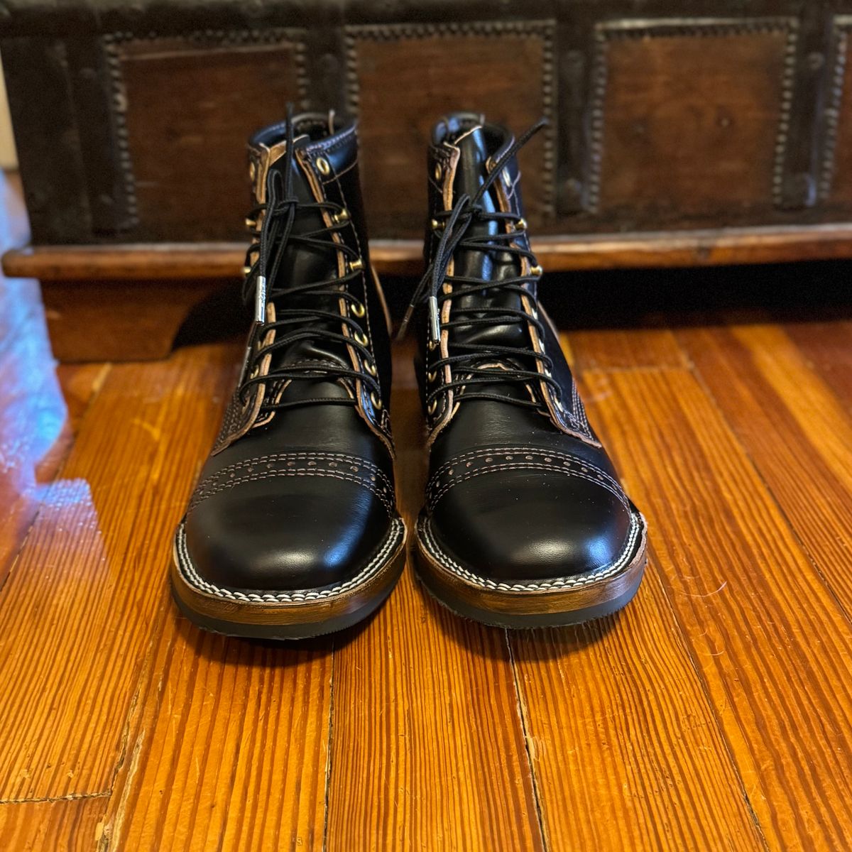 Photo by sthilburn on April 1, 2025 of the Wesco x S&S Axe Breaker in Horween Black Chromexcel Horsehide.