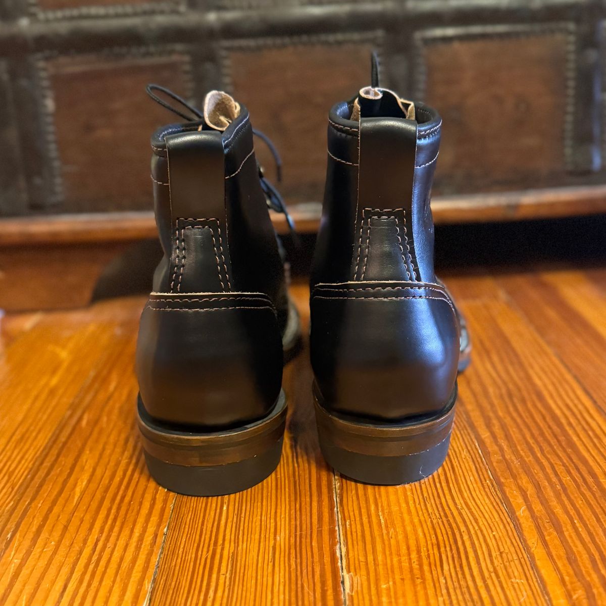 Photo by sthilburn on April 1, 2025 of the Wesco x S&S Axe Breaker in Horween Black Chromexcel Horsehide.