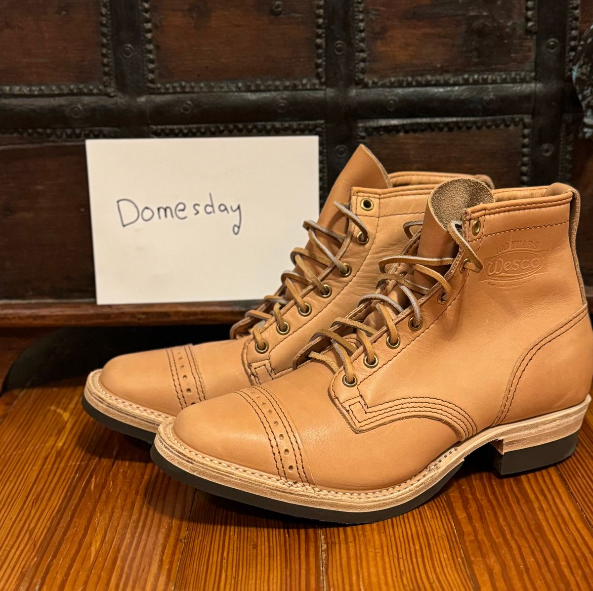 Photo by sthilburn on October 4, 2024 of the Wesco Wesco/x S&S Day Breaker in Horween Natural Essex.