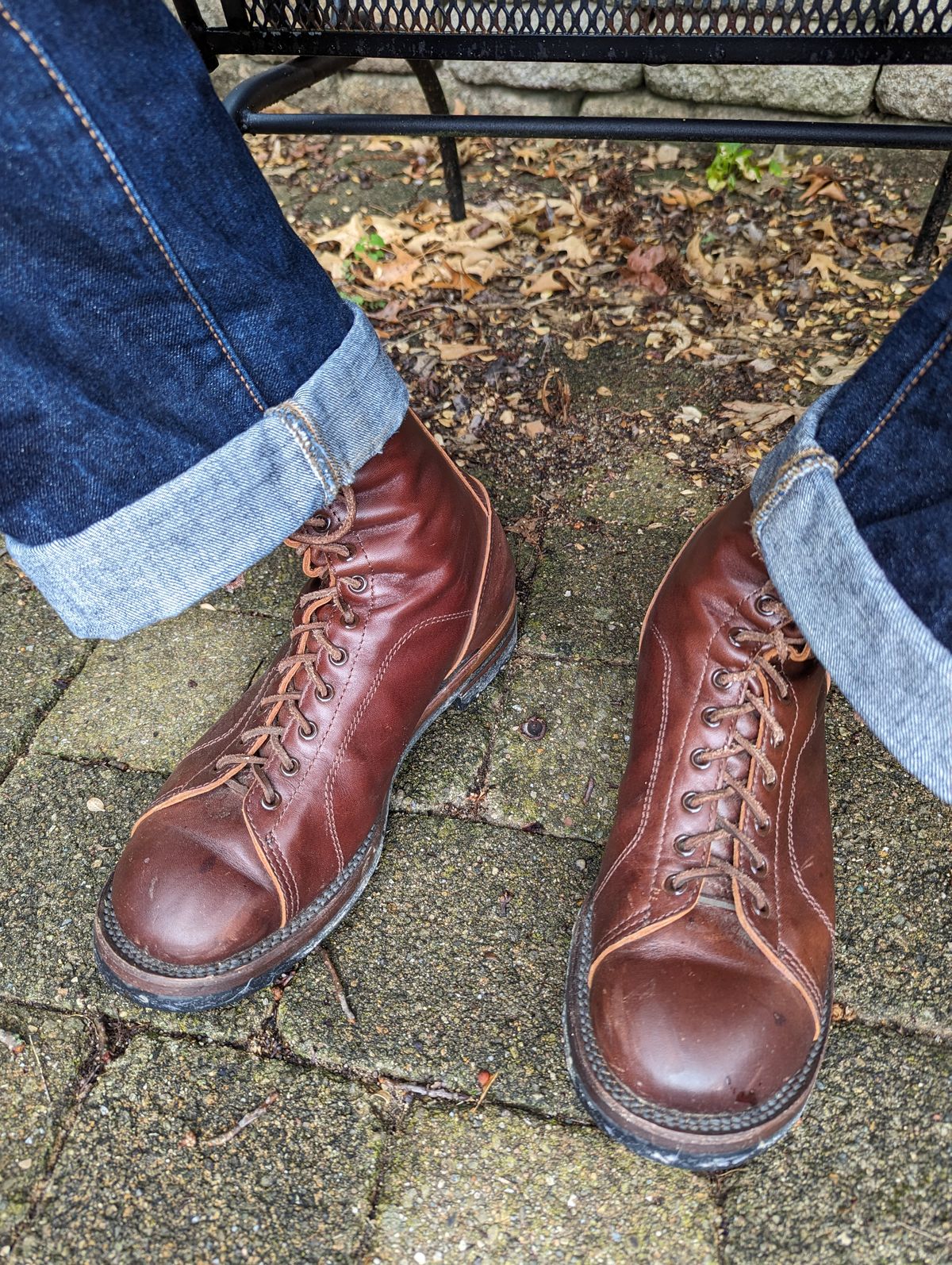 Photo by clefke on August 9, 2023 of the Eastman Leather Raider Boots in Walnut Horsehide.