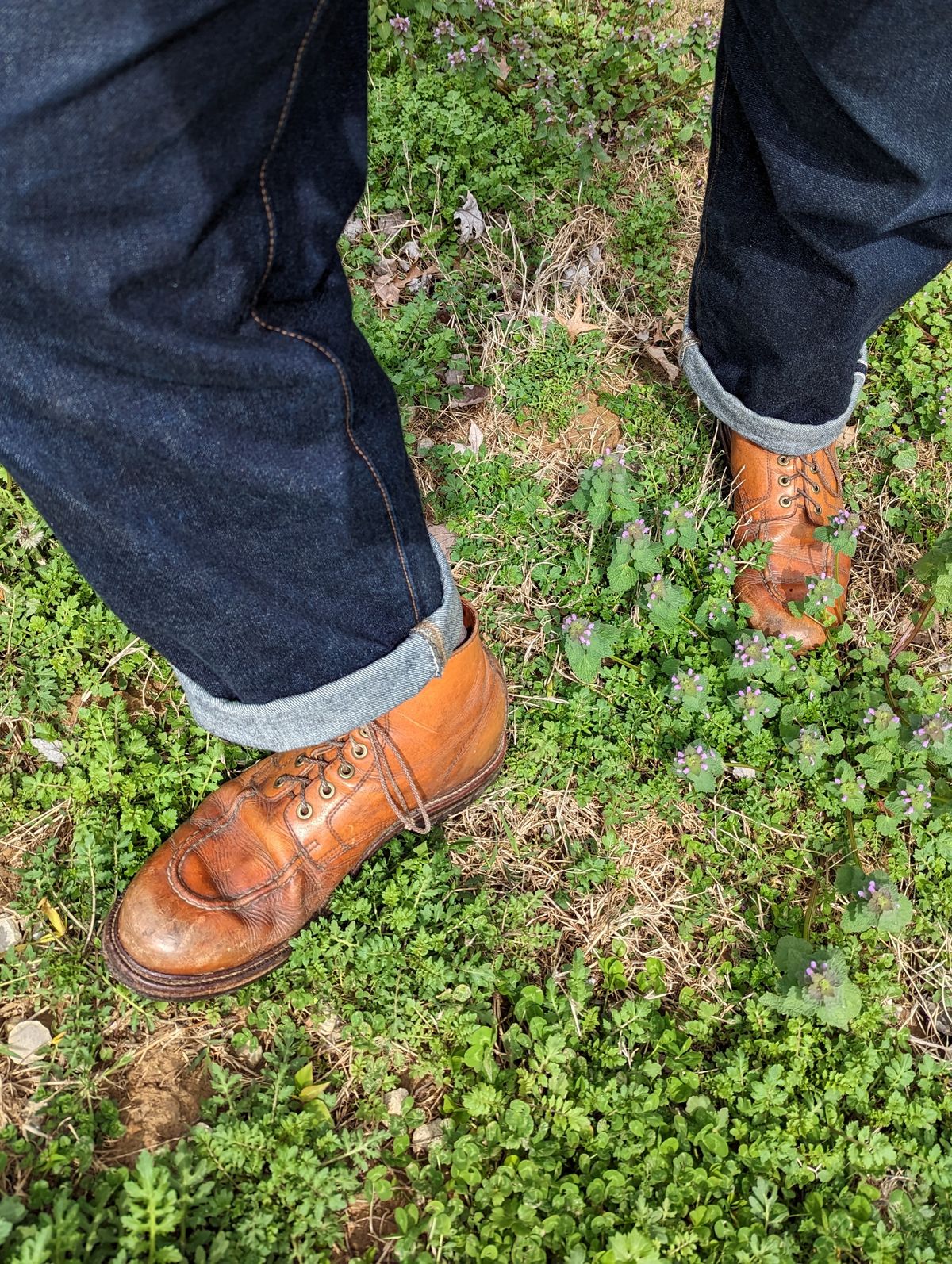 Photo by clefke on April 9, 2023 of the Grant Stone Brass Boot in Horween Tan Essex.