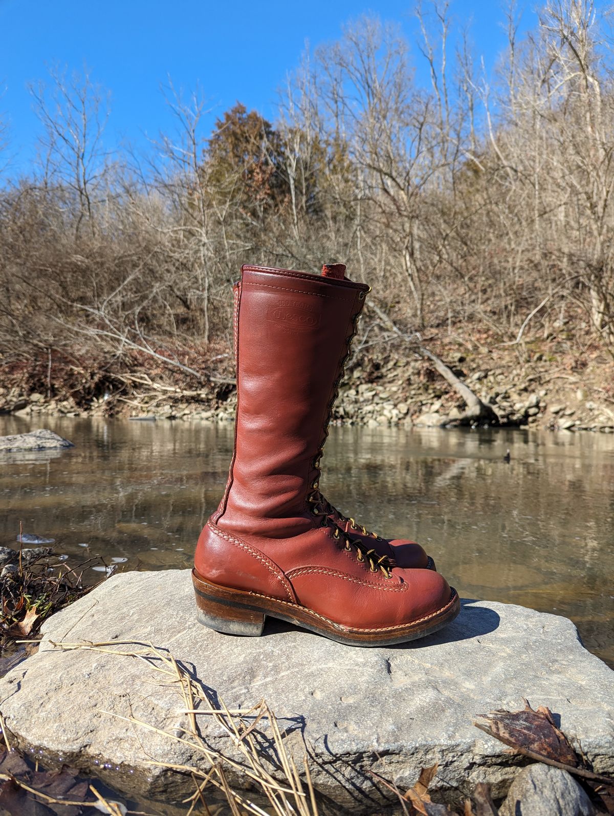 Photo by clefke on February 3, 2024 of the Wesco Highliner in Seidel Redwood Oil Tan.