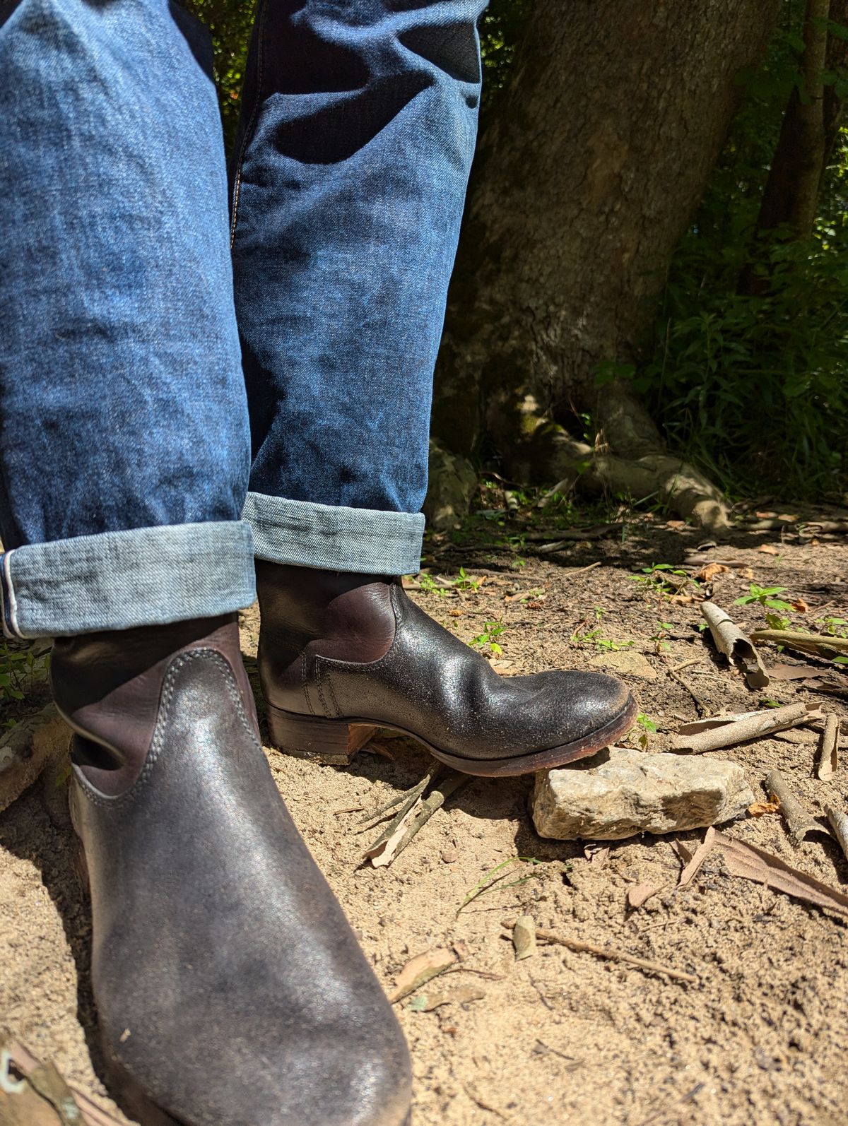 Photo by clefke on July 6, 2024 of the At The Front Jackboots in Natural Chrome Re-Tan & Natural Chrome Re-Tan Rough Out.