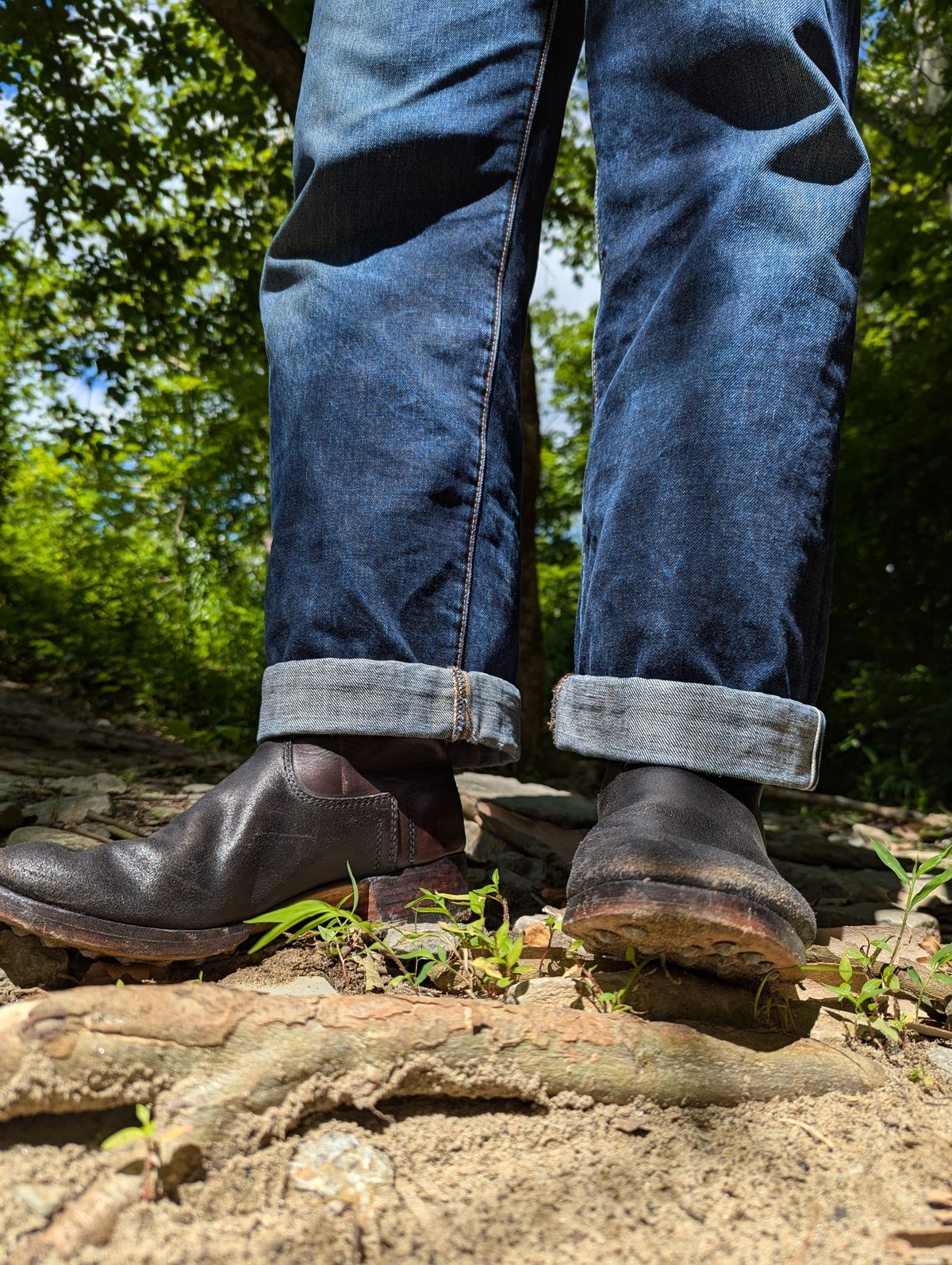 Photo by clefke on July 6, 2024 of the At The Front Jackboots in Natural Chrome Re-Tan & Natural Chrome Re-Tan Rough Out.