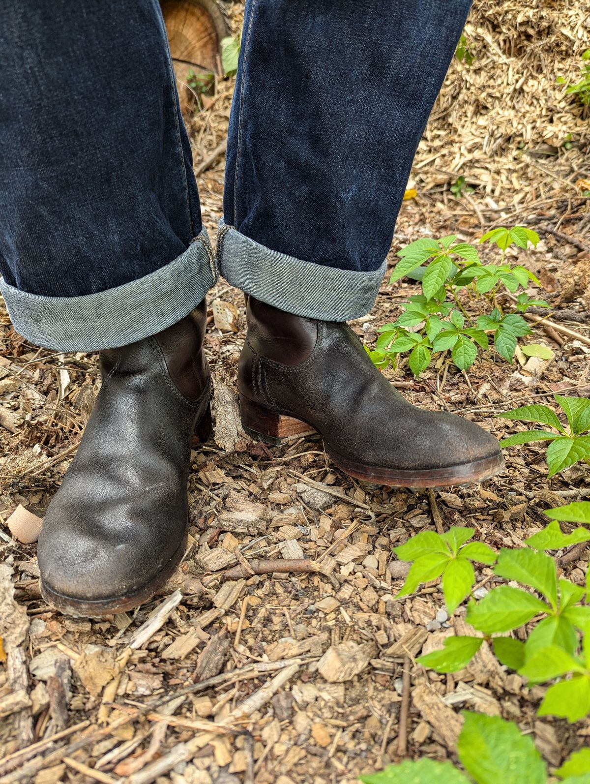 Photo by clefke on July 17, 2024 of the At The Front Jackboots in Natural Chrome Re-Tan & Natural Chrome Re-Tan Rough Out.