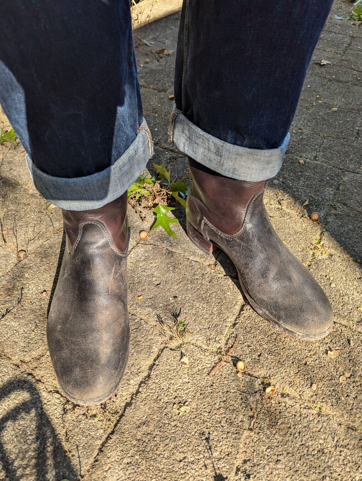 Photo by clefke on October 17, 2024 of the At The Front Jackboots in Natural Chrome Re-Tan & Natural Chrome Re-Tan Rough Out.