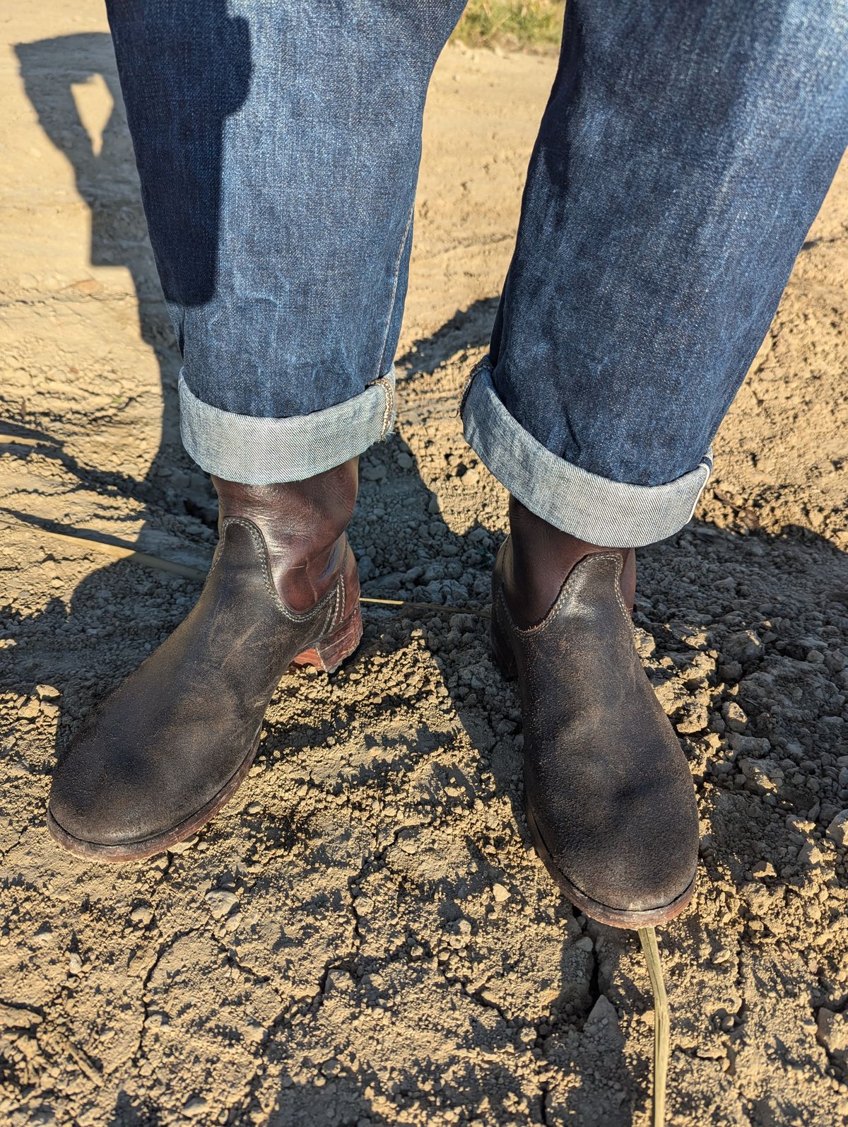 Photo by clefke on October 17, 2024 of the At The Front Jackboots in Natural Chrome Re-Tan & Natural Chrome Re-Tan Rough Out.