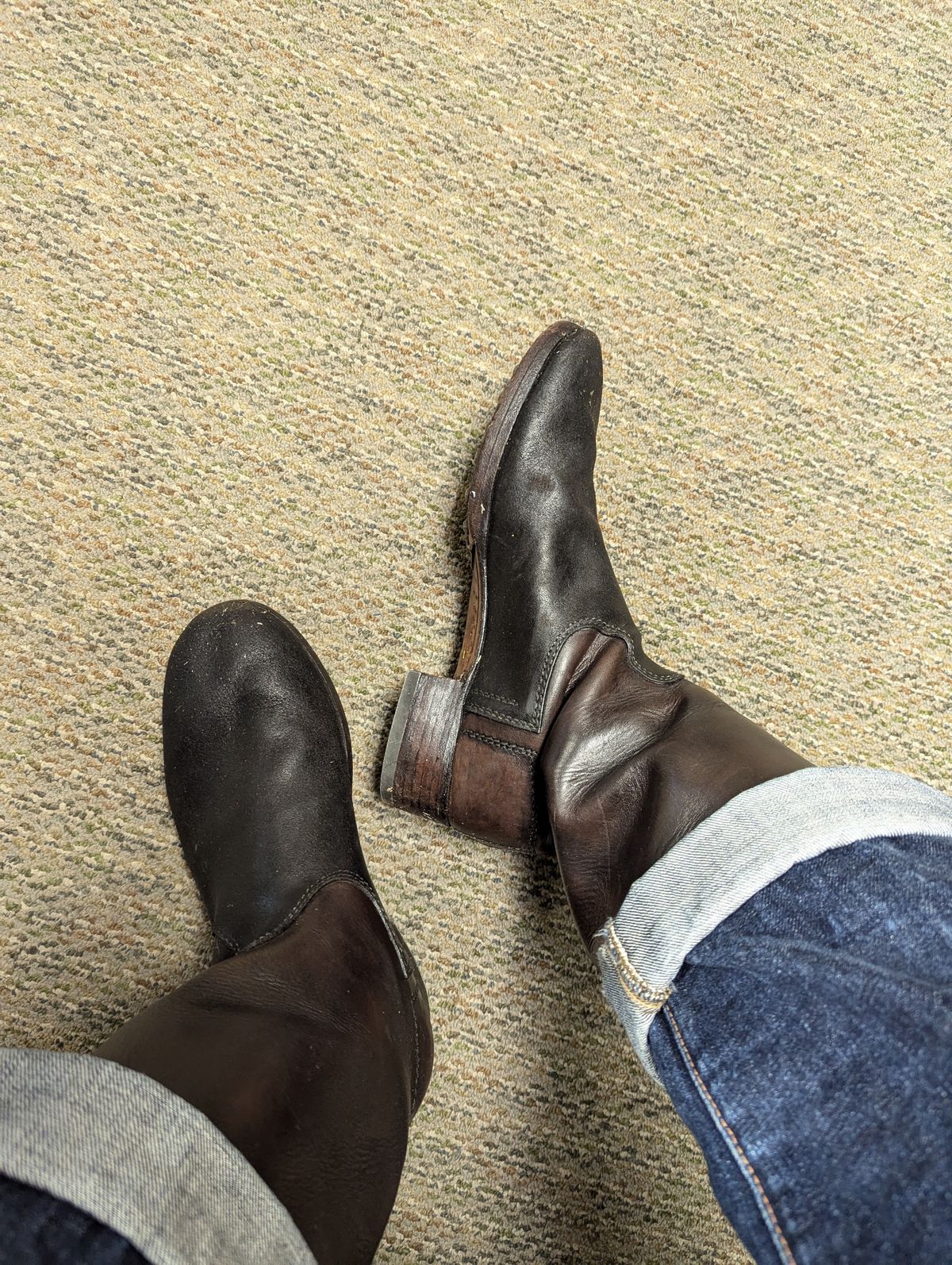 Photo by clefke on October 22, 2024 of the At The Front Jackboots in Natural Chrome Re-Tan & Natural Chrome Re-Tan Rough Out.