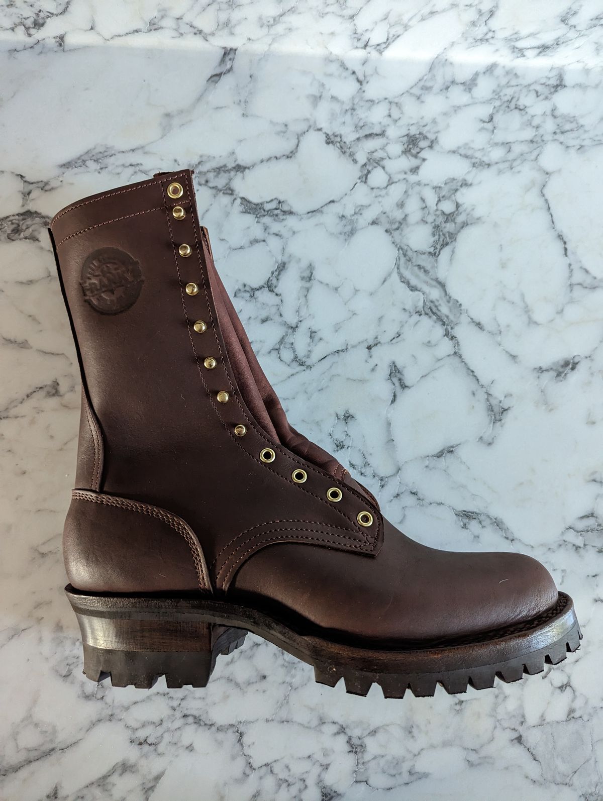 Photo by clefke on April 30, 2023 of the Frank's Boots The Patriot in Seidel Walnut Oil Tan.