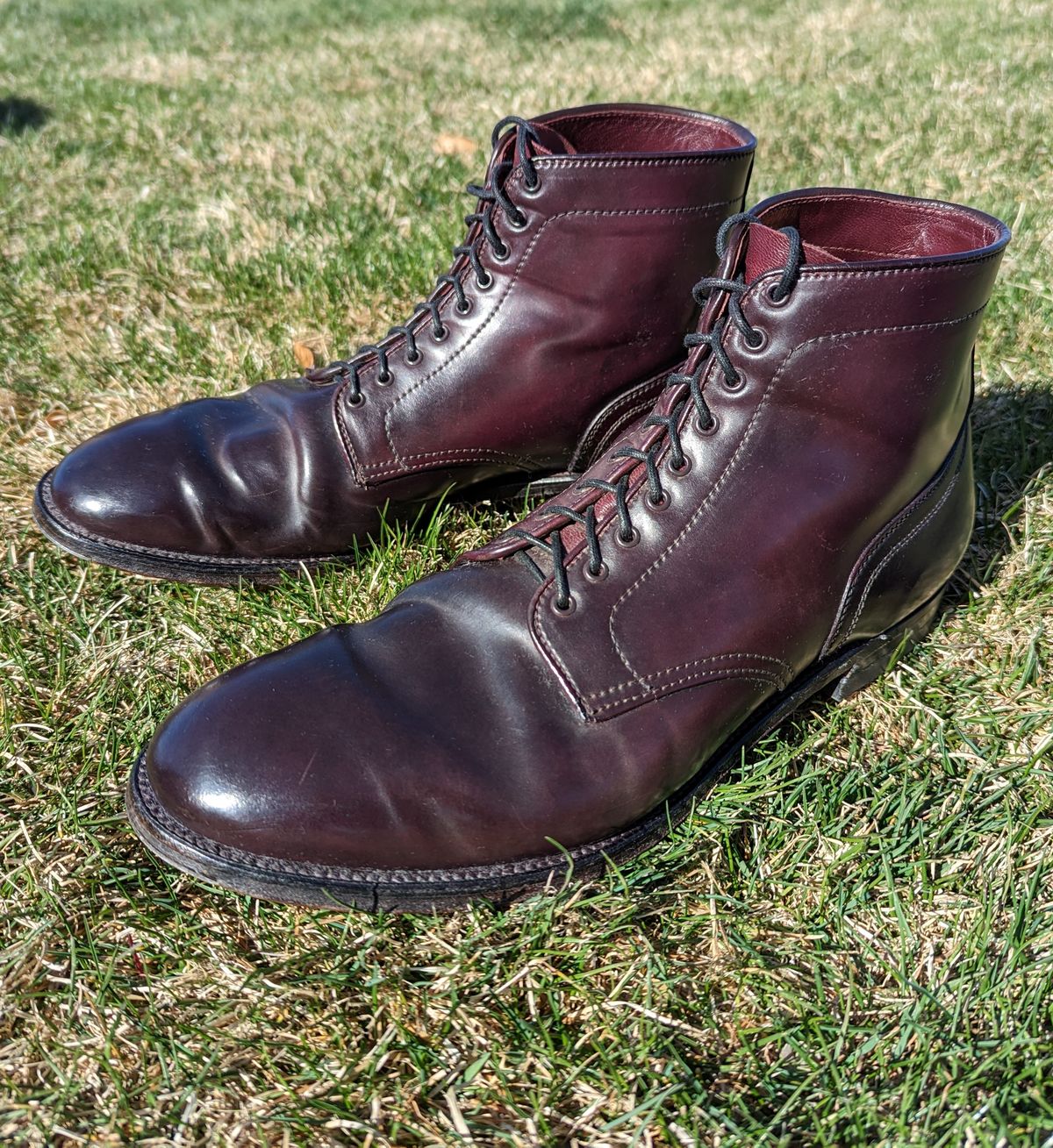 Photo by clefke on April 17, 2023 of the Alden Plain Toe Boot in Horween Color 8 Shell Cordovan.