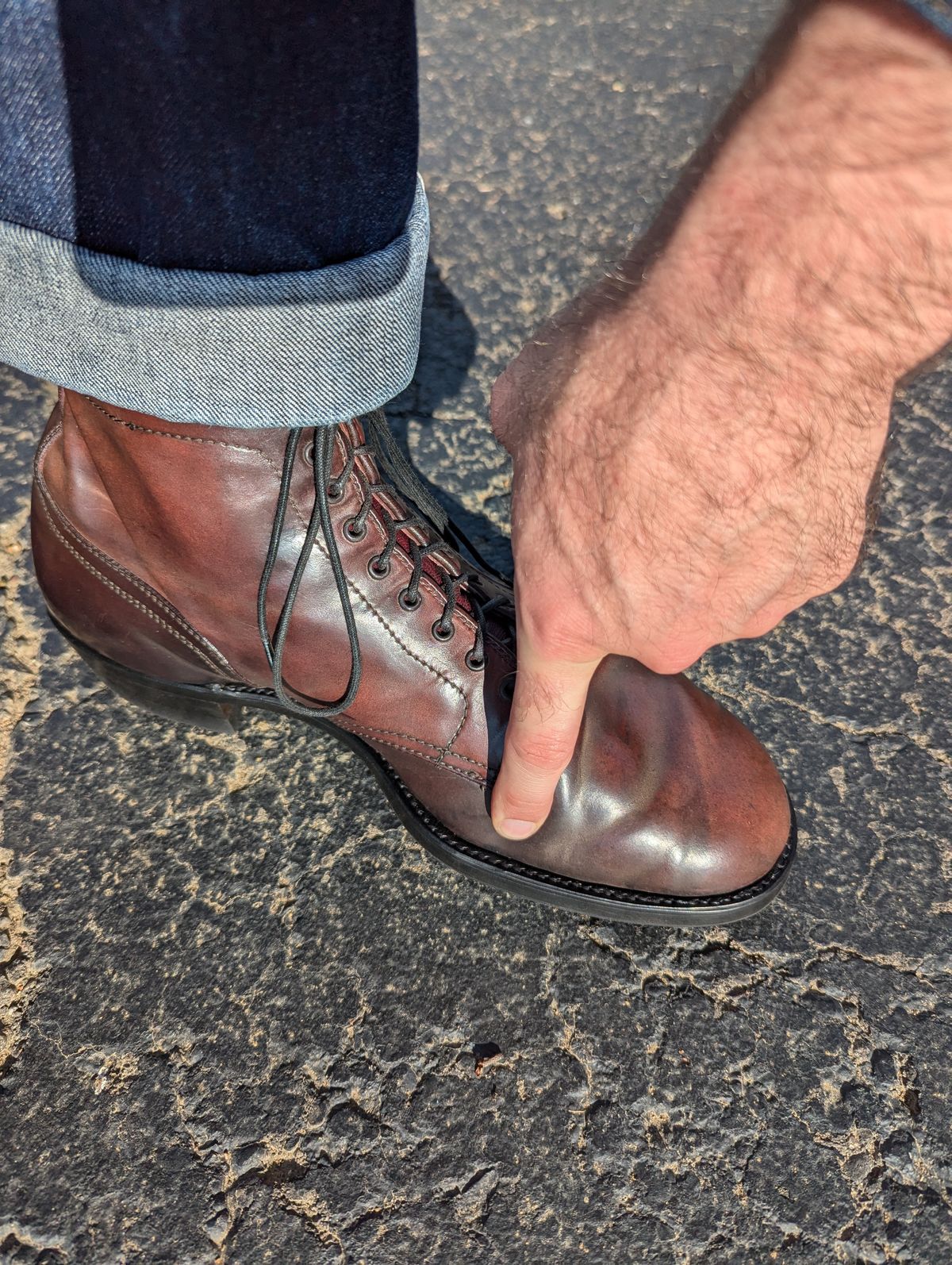 Photo by clefke on August 7, 2024 of the Alden Plain Toe Boot in Horween Color 8 Shell Cordovan.